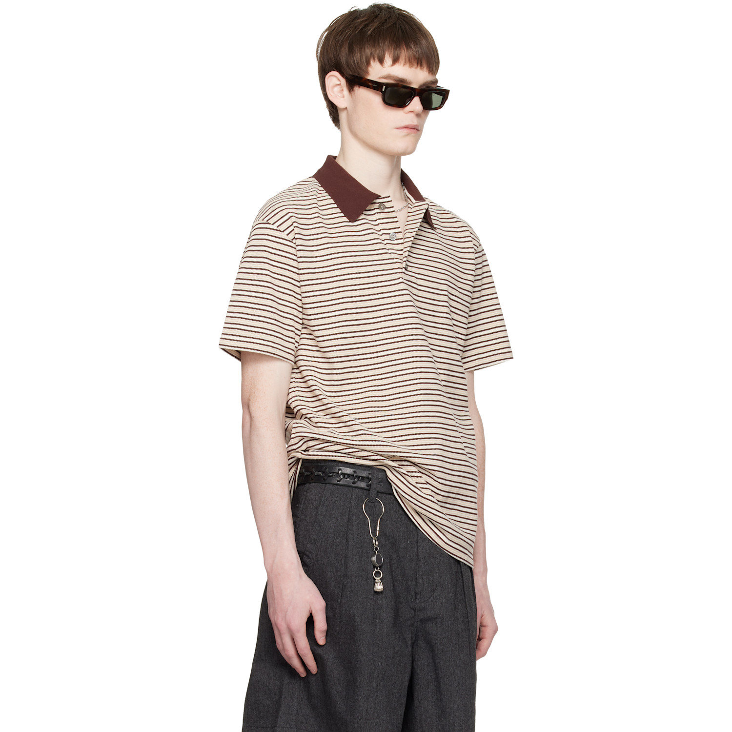  Coor Beige Multi-pin Stripe Polo 
