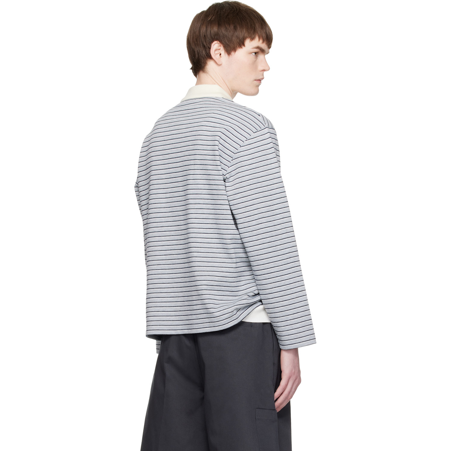  Coor Gray Multi-stripe Pique Polo 