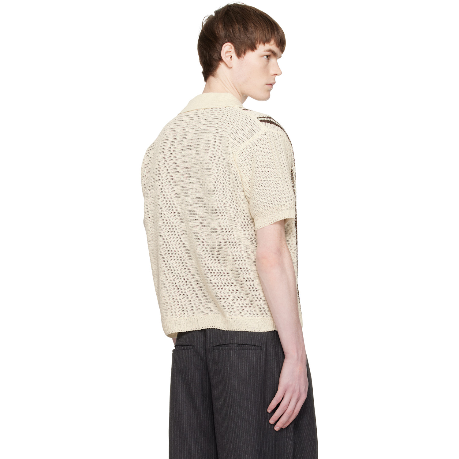  Coor Off-white Double Pin Striped Half Cardigan Shirt 