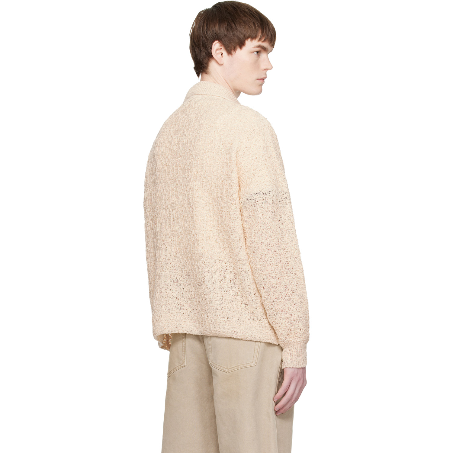  Coor Off-white Crochet Collar Knit Polo 
