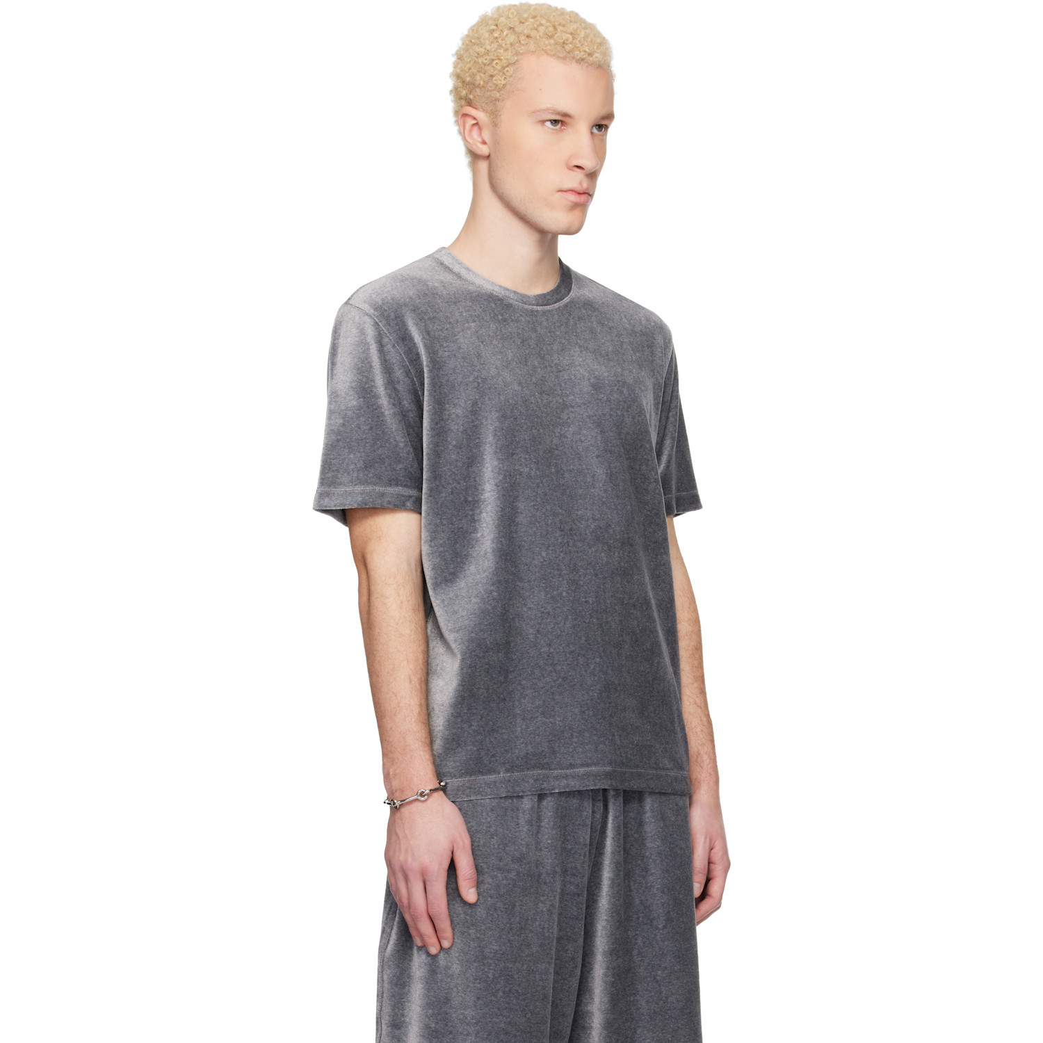  Lanvin Gray Velvet T-shirt 