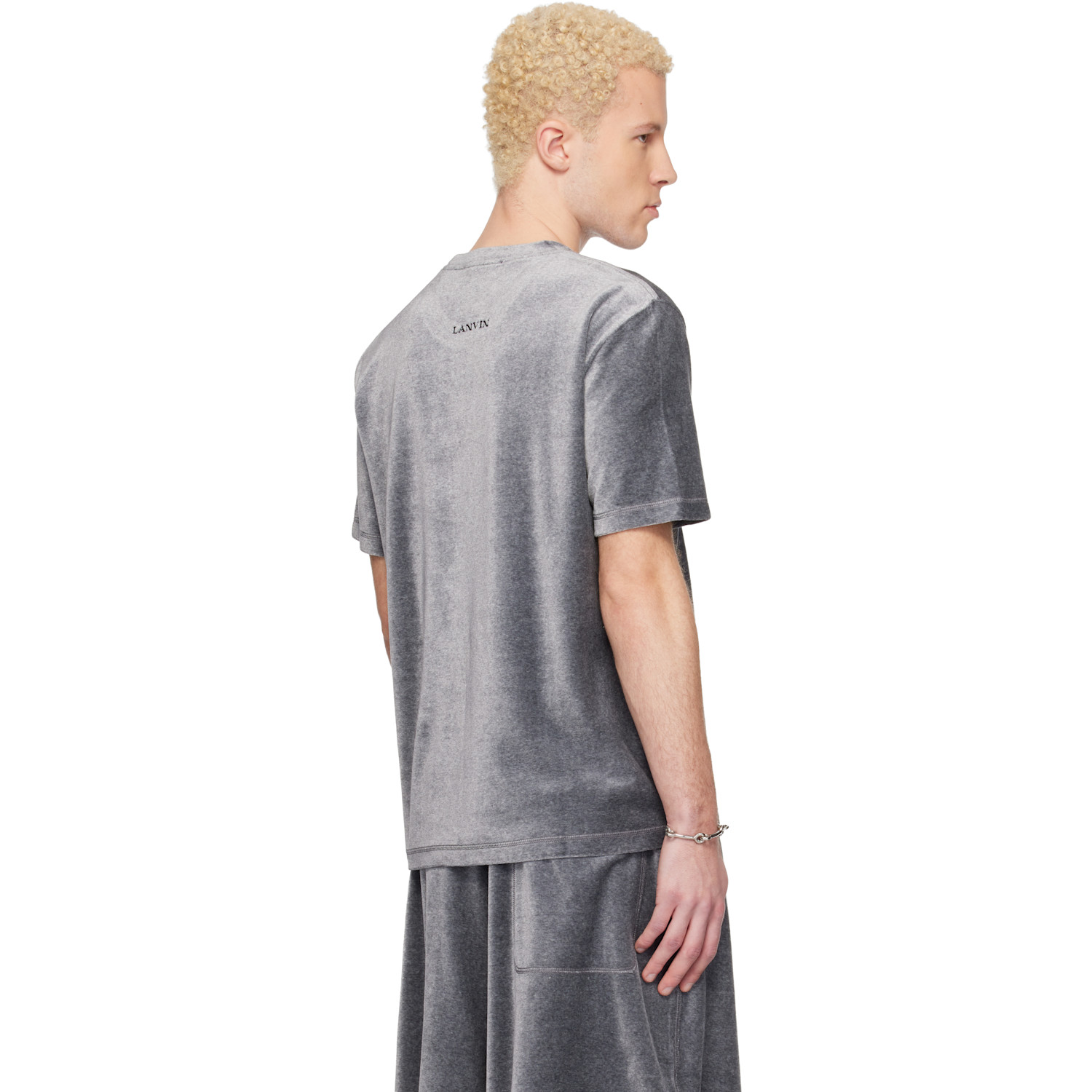  Lanvin Gray Velvet T-shirt 