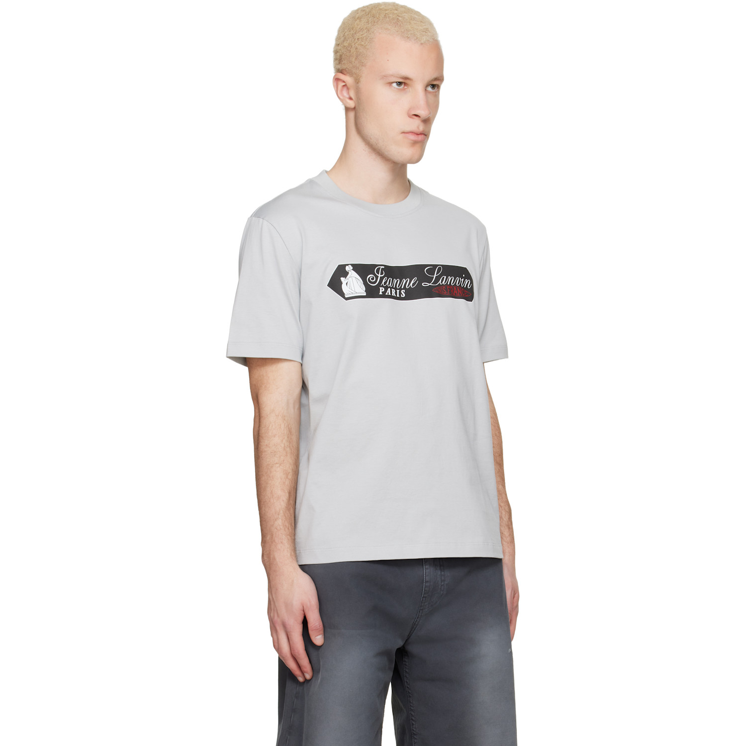  Lanvin Gray Printed 'lanvin Signature Label' T-shirt 