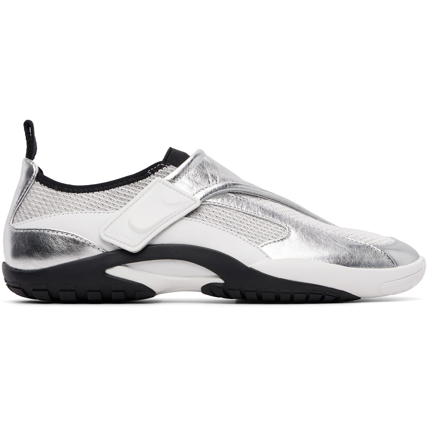 Lanvin Silver LNV1 Crinkled Metallic Leather Sneakers