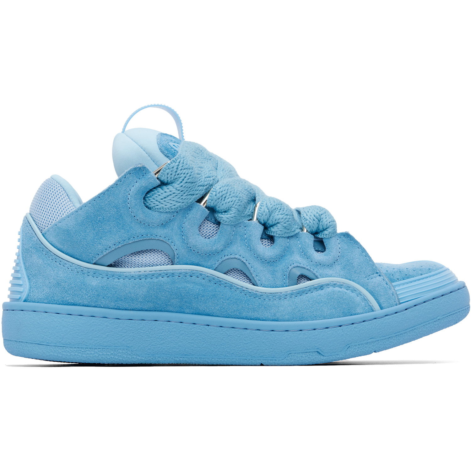 Lanvin Blue Curb Monochrome Suede Sneakers