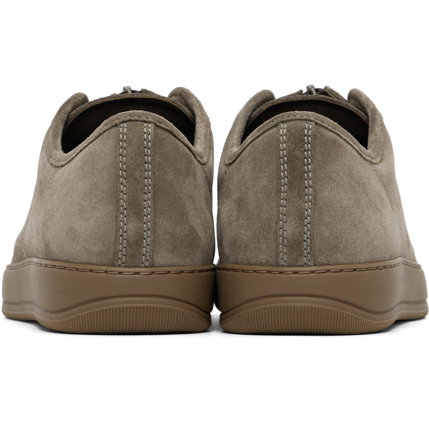  Lanvin Taupe Dbb1 Suede Zip Sneakers 