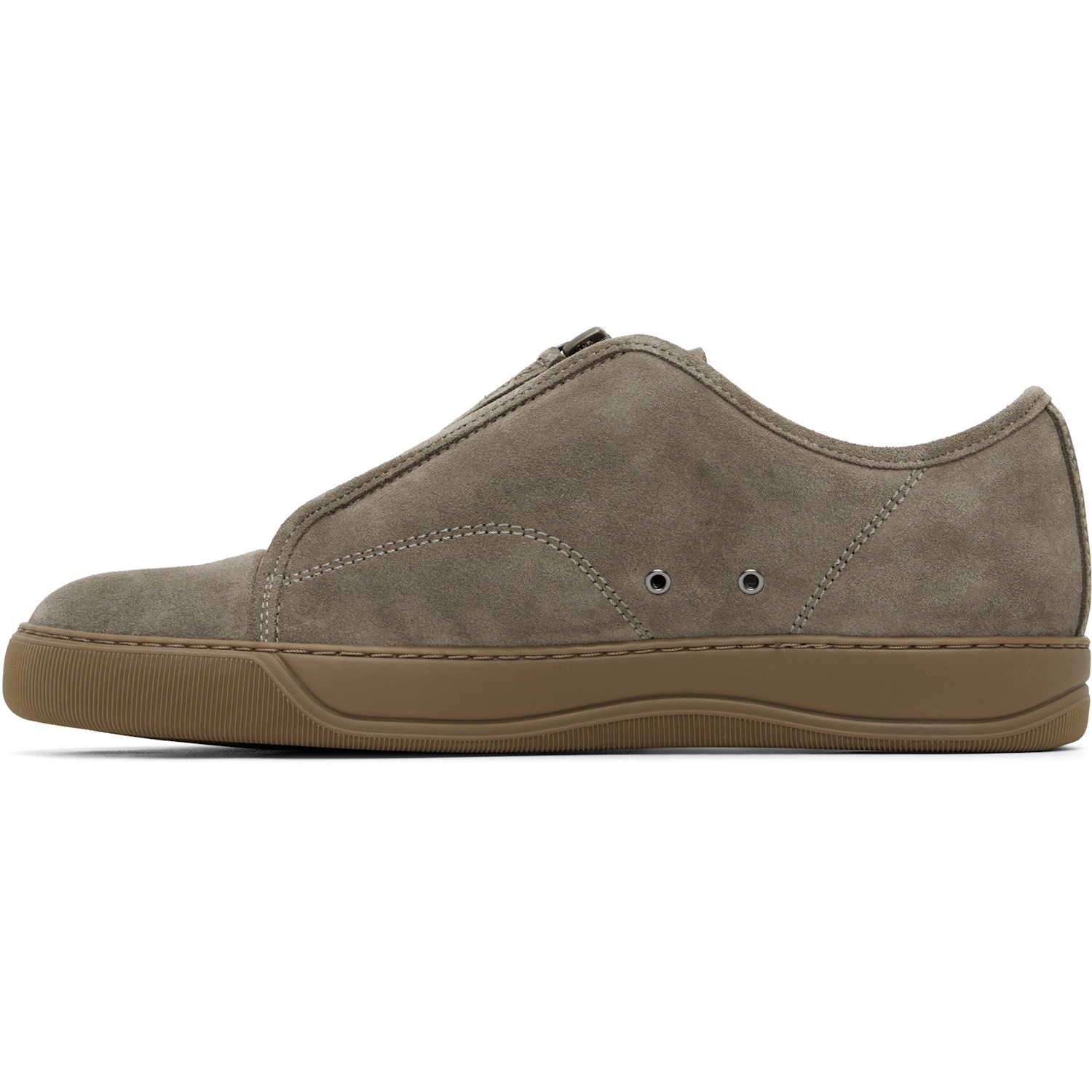  Lanvin Taupe Dbb1 Suede Zip Sneakers 