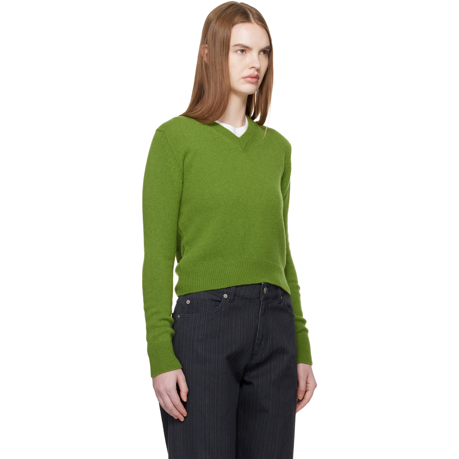  &daughter Green Sligo Shrunken V-neck Sweater 