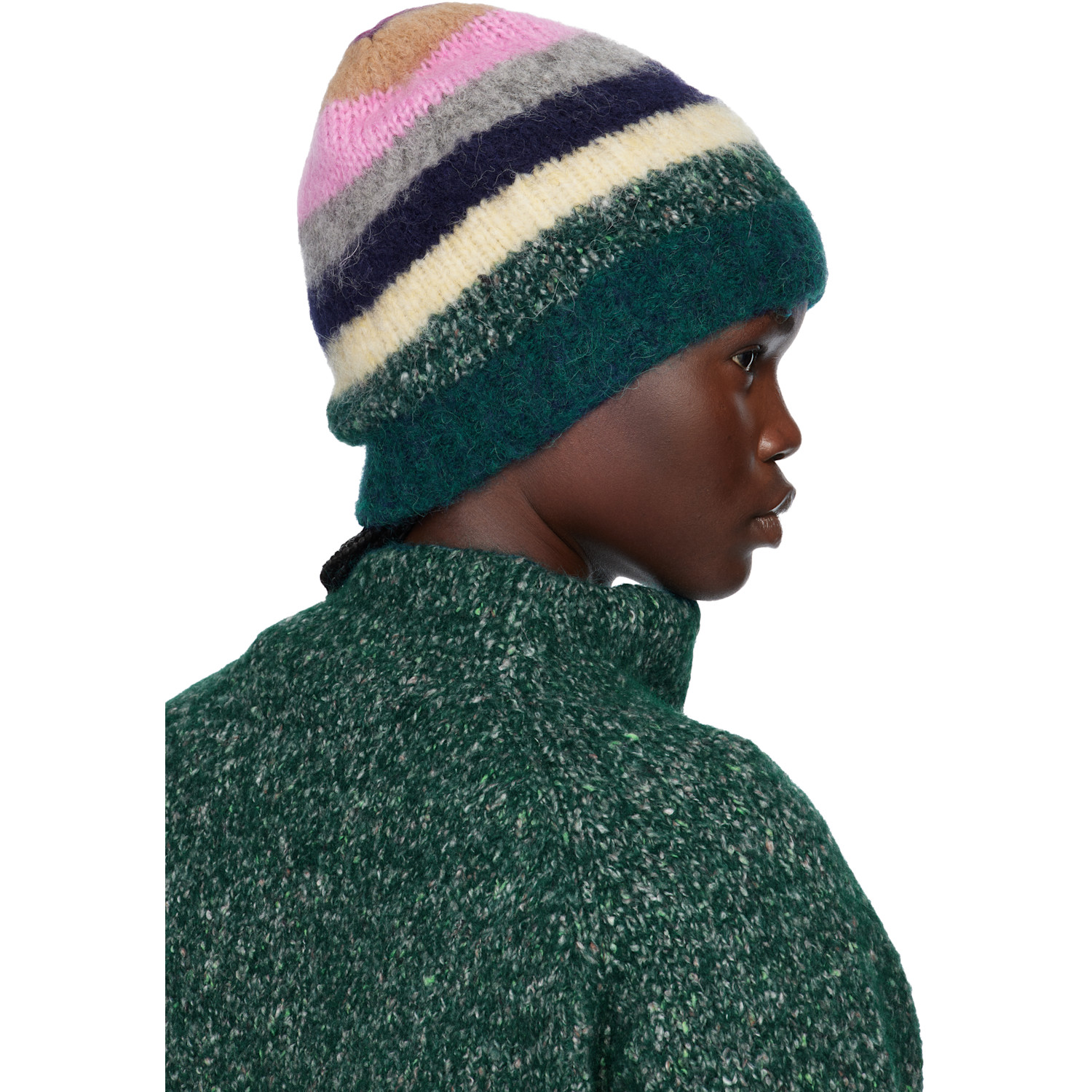  Erl Multicolor Striped Alpaca Mohair Beanie 