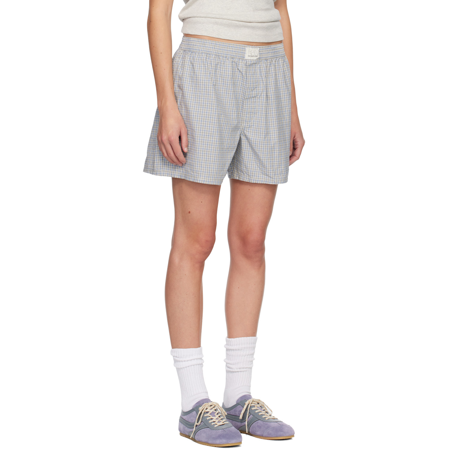  Erl Blue Light Check Boxer Boy Shorts 