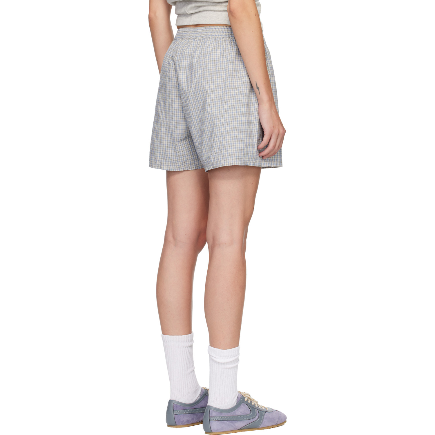  Erl Blue Light Check Boxer Boy Shorts 