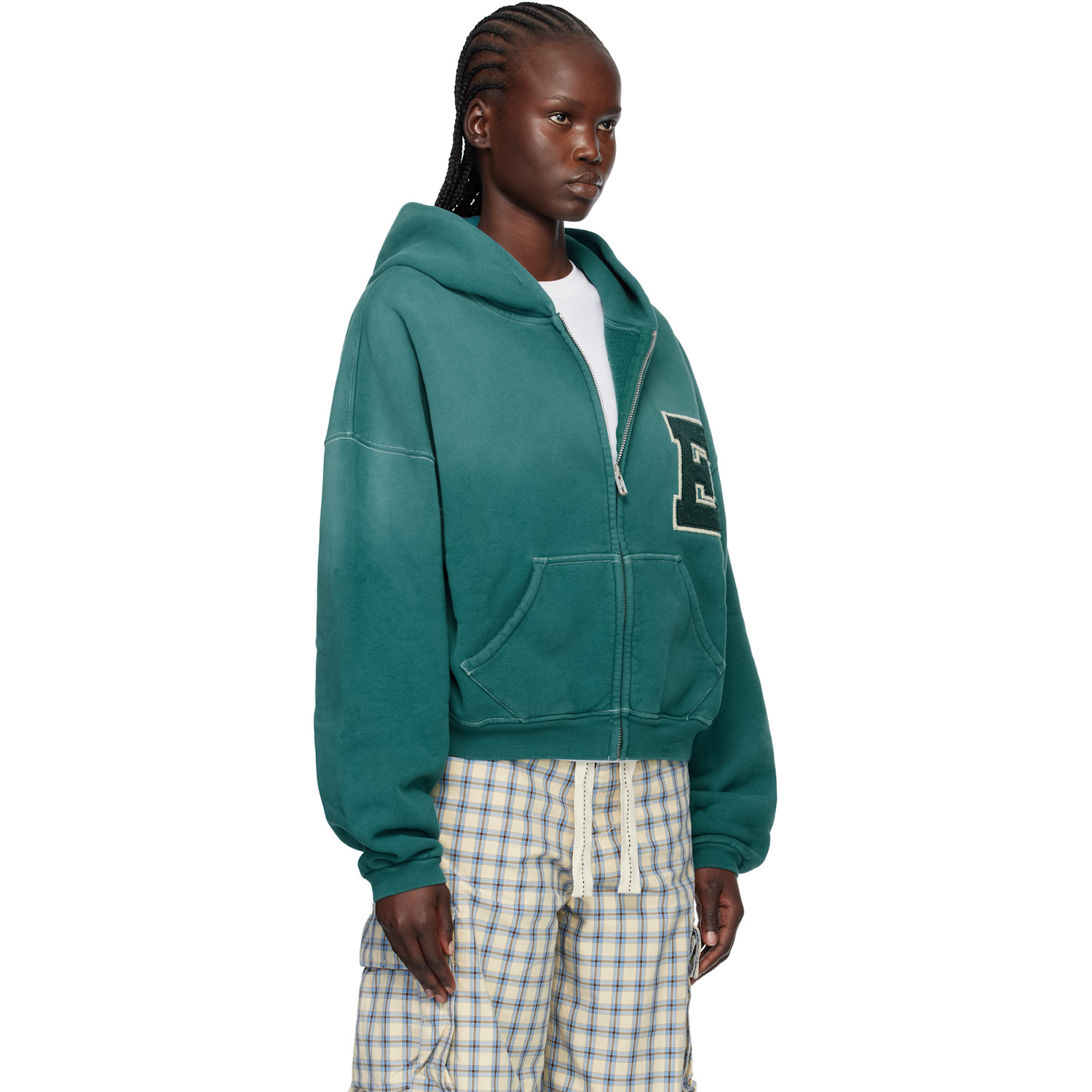  Erl Green Letterman Hoodie 