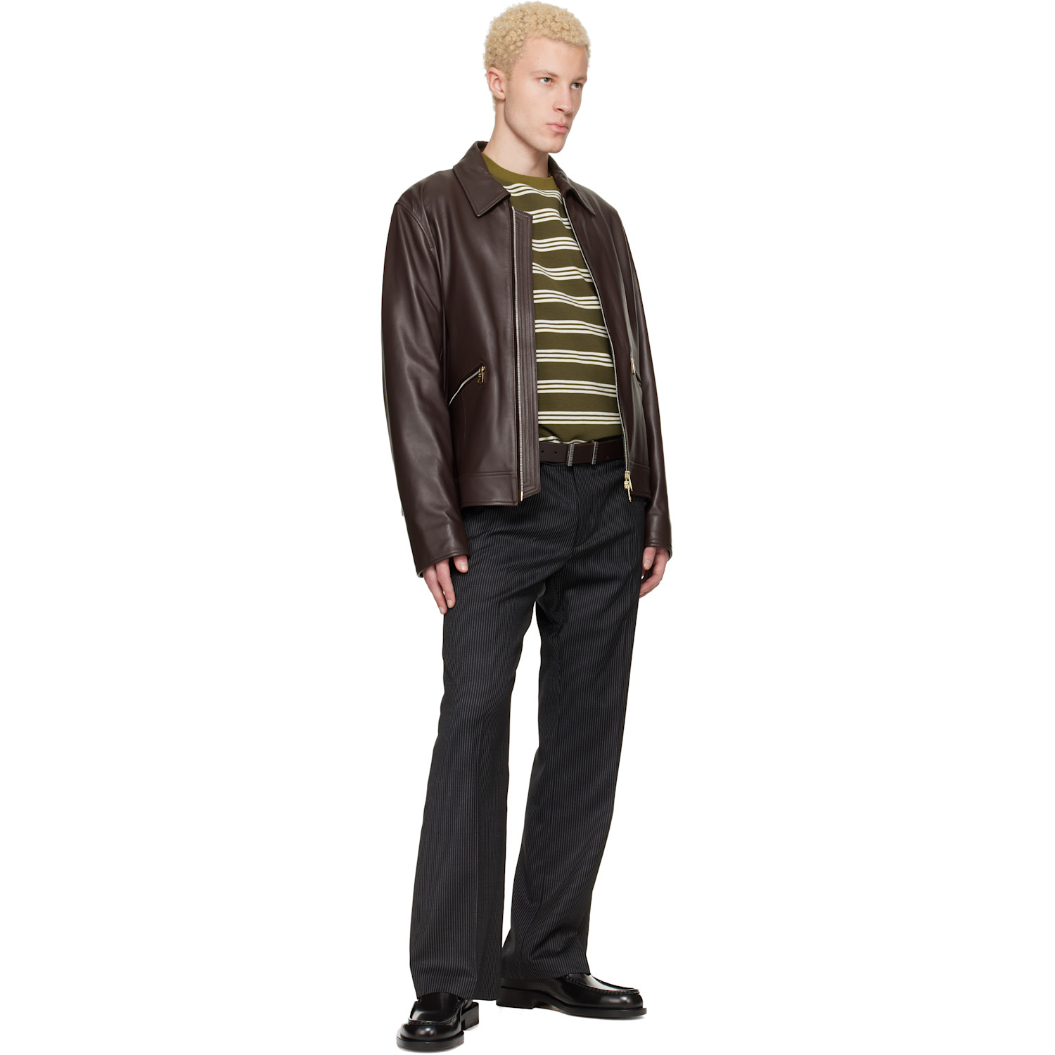  Paul Smith Brown Stripe Buckle Belt 