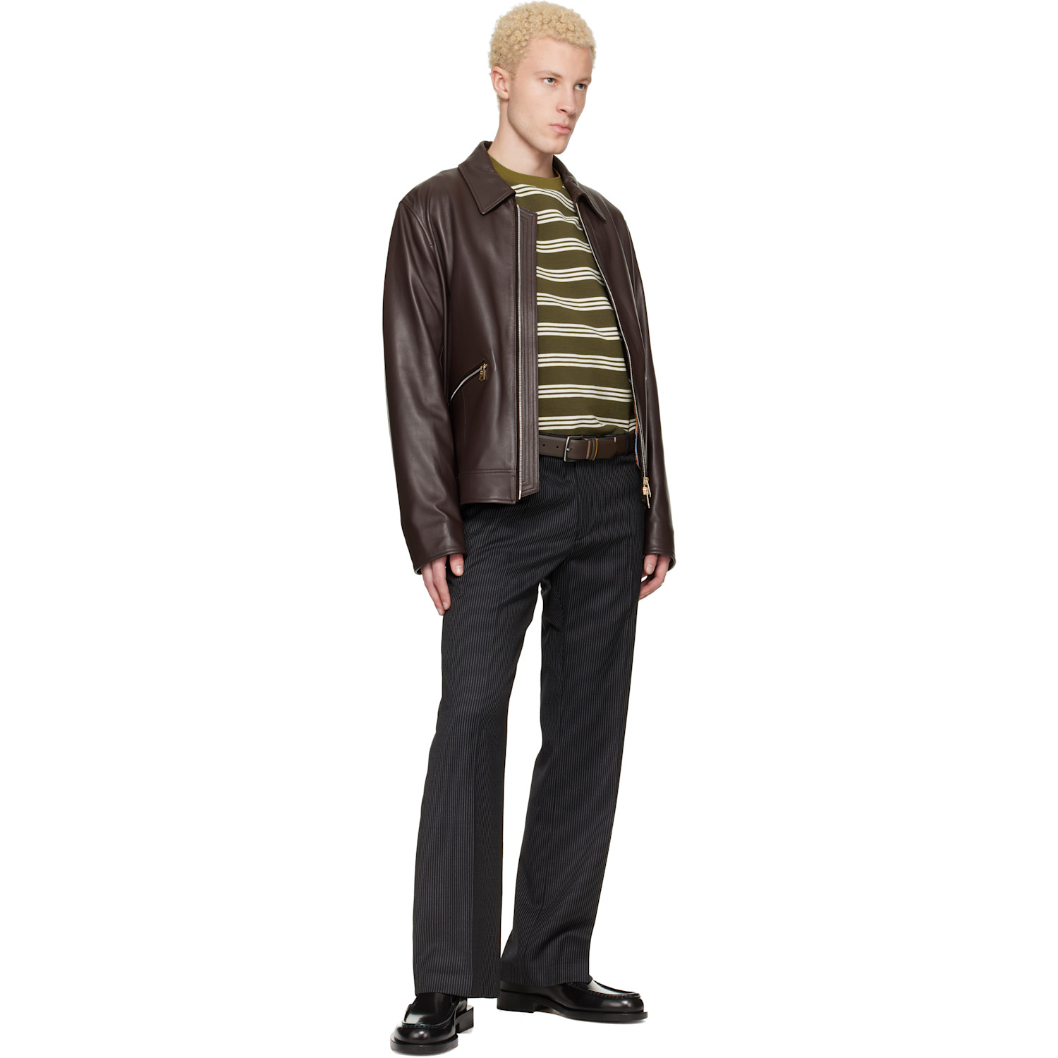  Paul Smith Brown Brushstroke Stripe Belt 