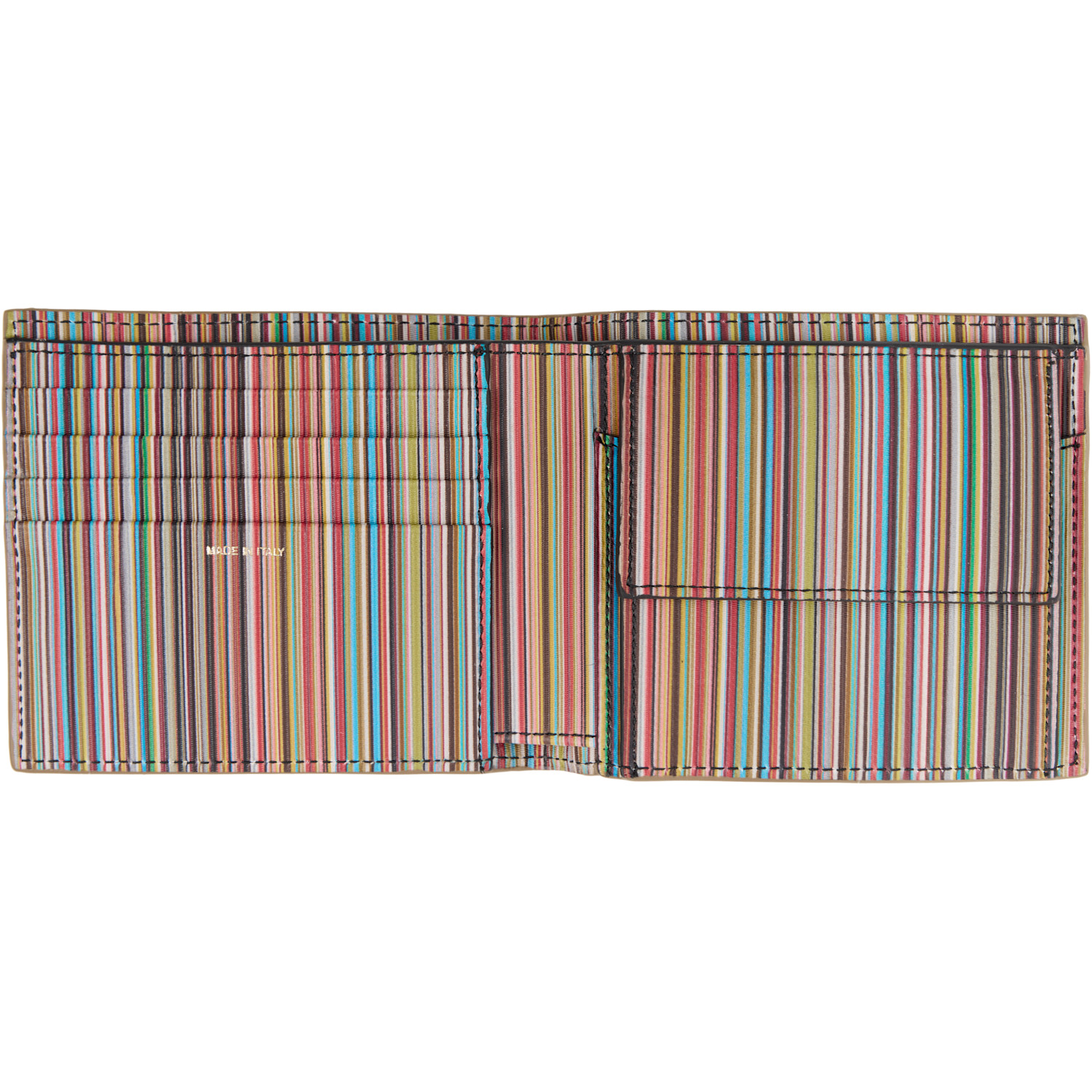  Paul Smith Brown Leather 'signature Stripe' Interior Billfold Coin Wallet 