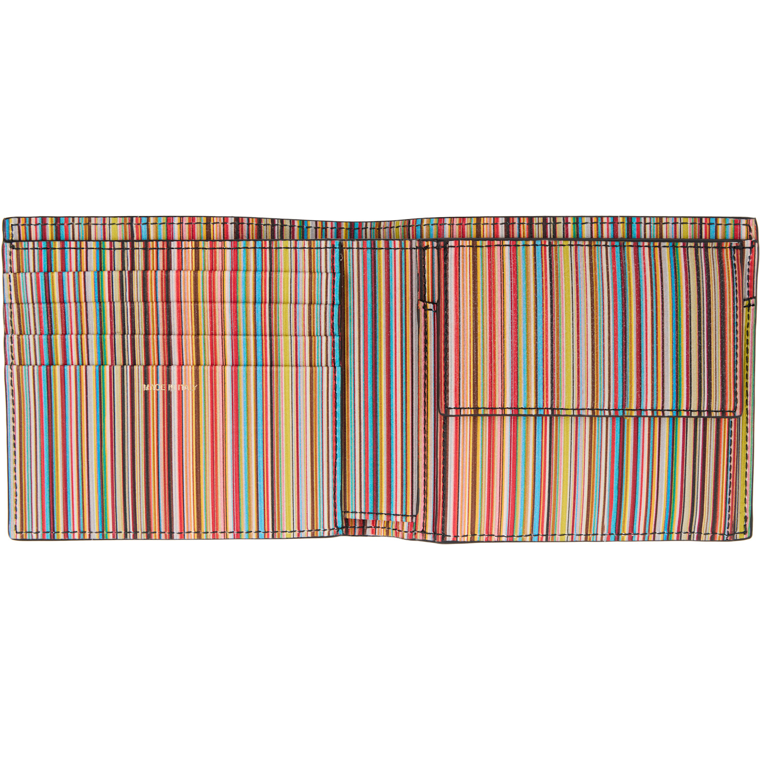  Paul Smith Black 'signature Stripe' Interior Billfold & Coin Wallet 
