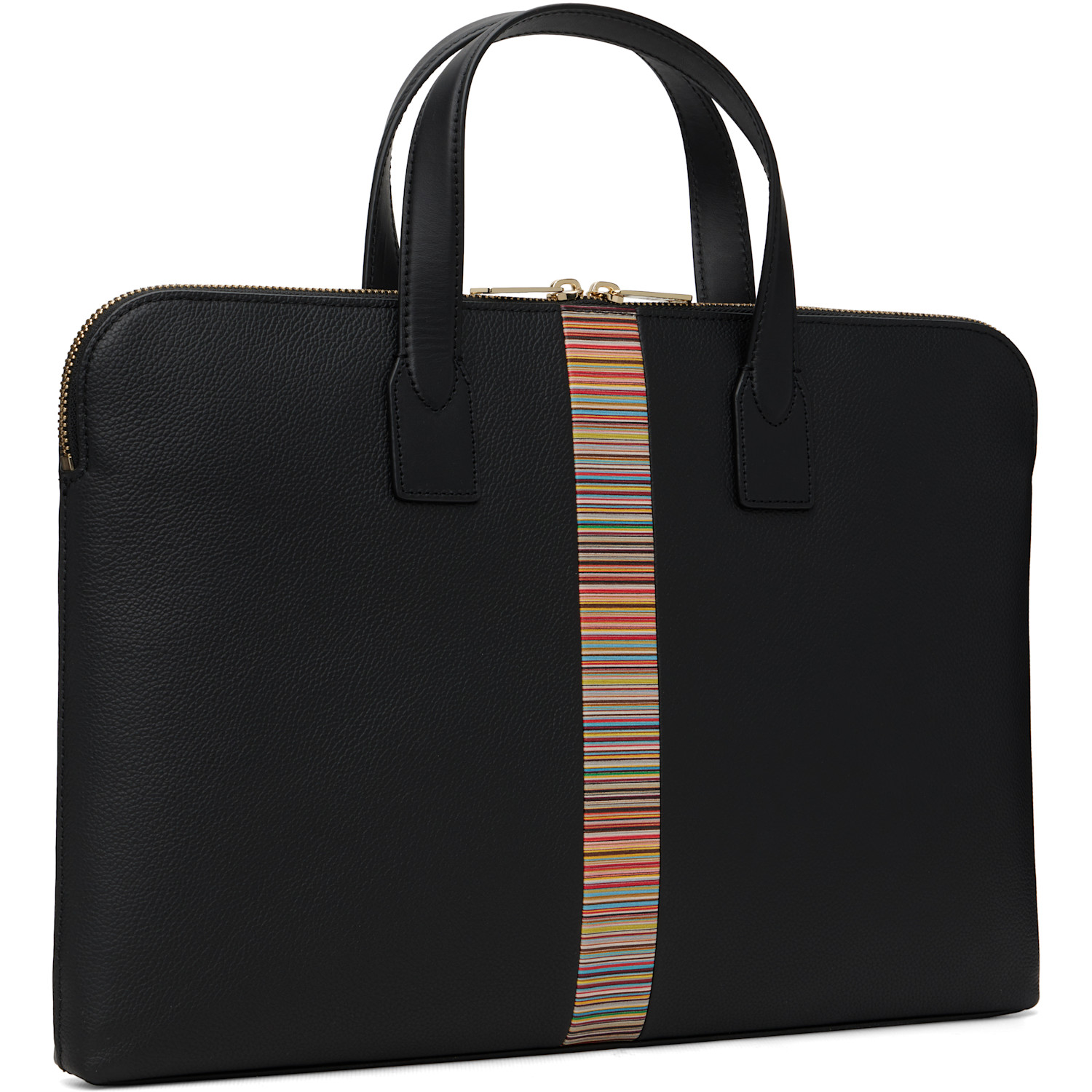  Paul Smith Black 'signature Stripe' Slim Folio Briefcase 