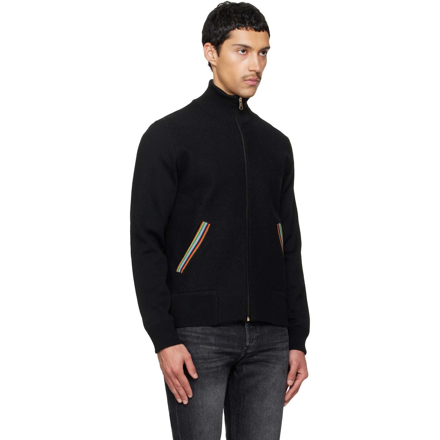  Paul Smith Navy 'signature Stripe' Merino Wool Knitted Jacket 