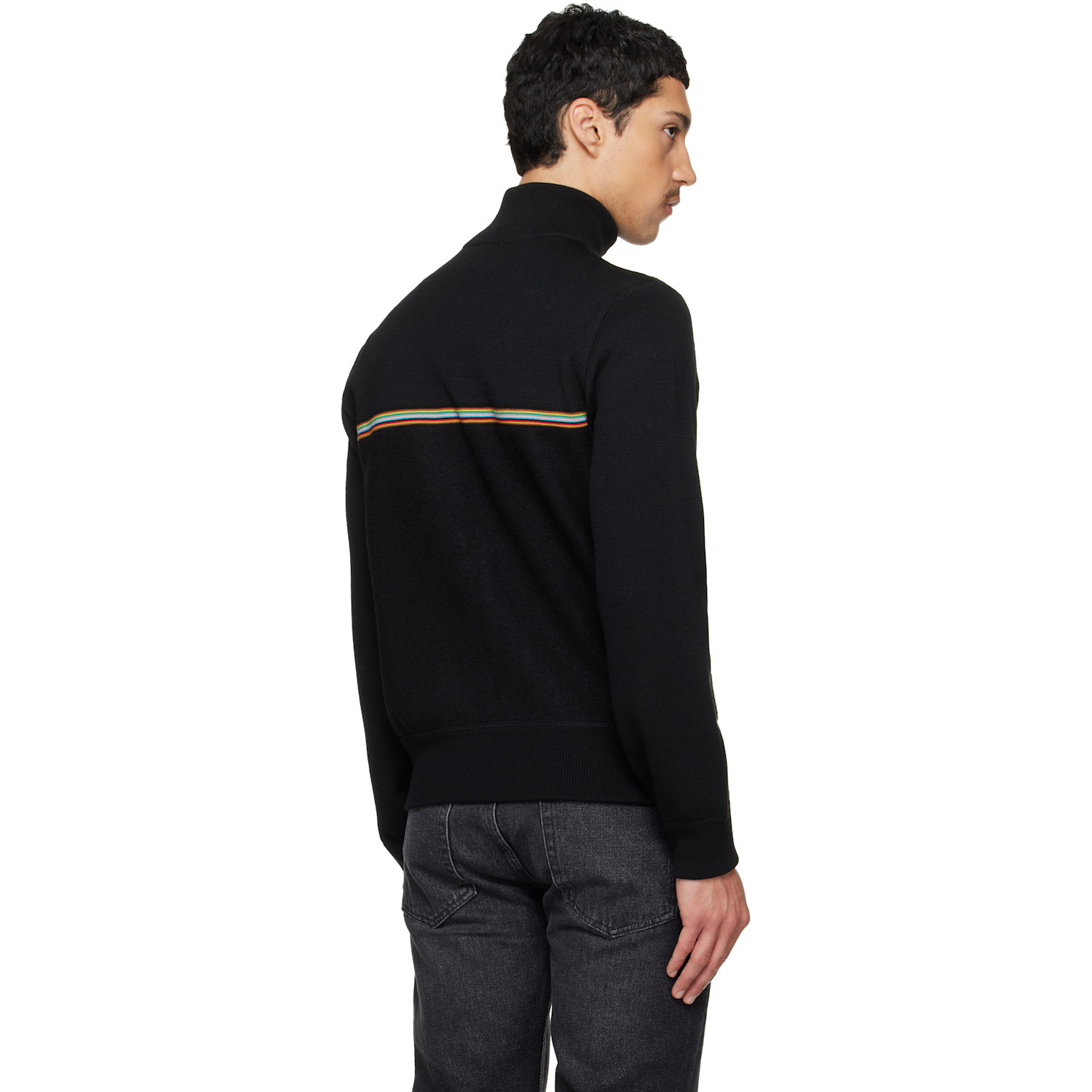  Paul Smith Navy 'signature Stripe' Merino Wool Knitted Jacket 