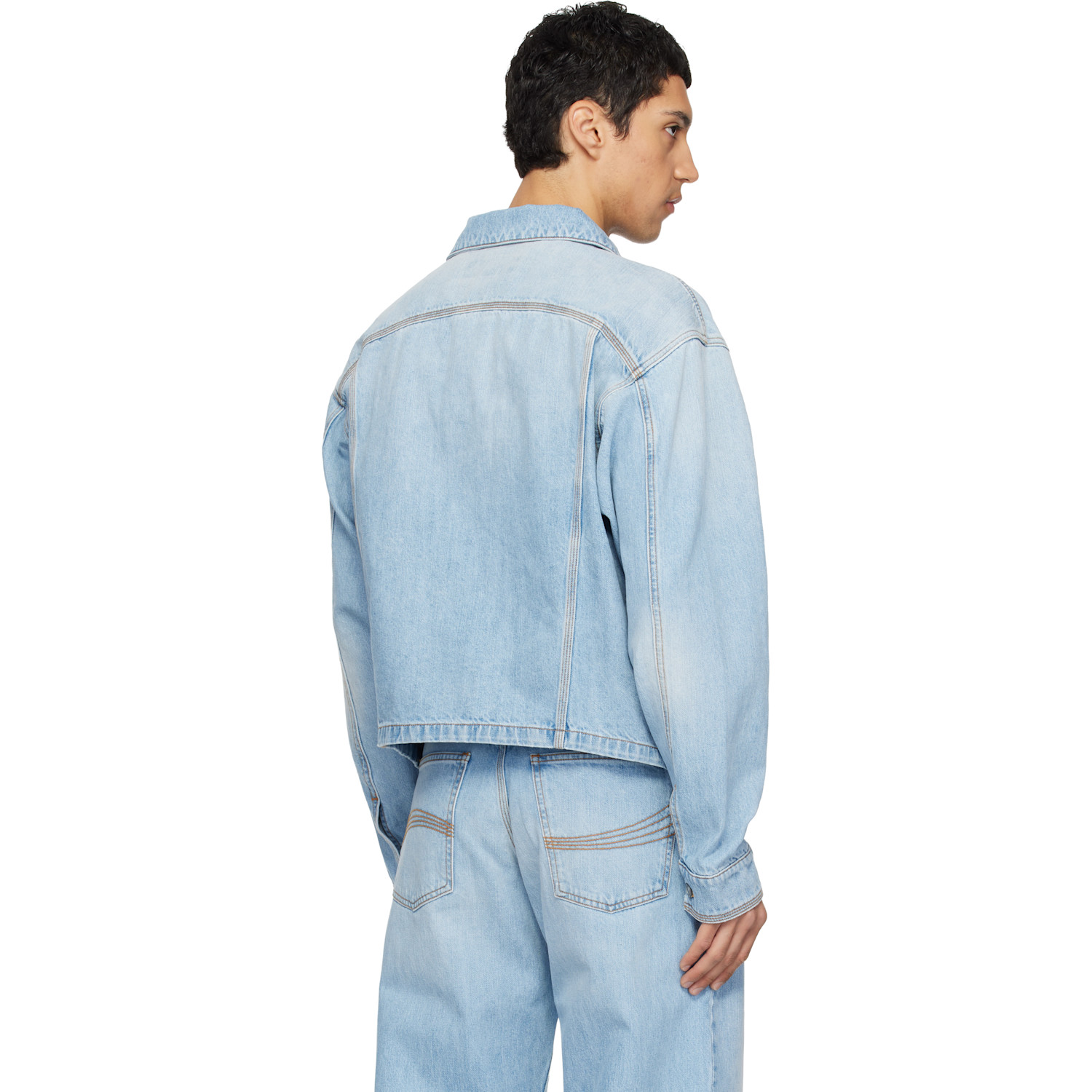  Erl Blue Woven Denim Jacket 