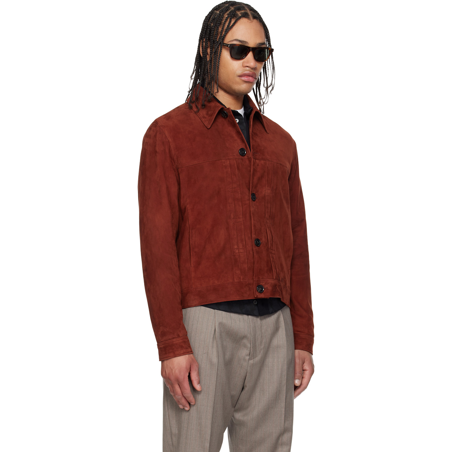  Paul Smith Red Slim Fit Denim Style Suede Jacket 