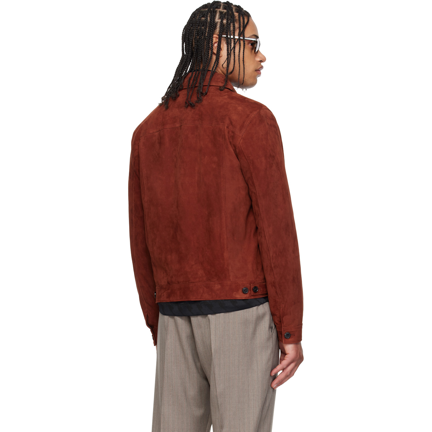  Paul Smith Red Slim Fit Denim Style Suede Jacket 