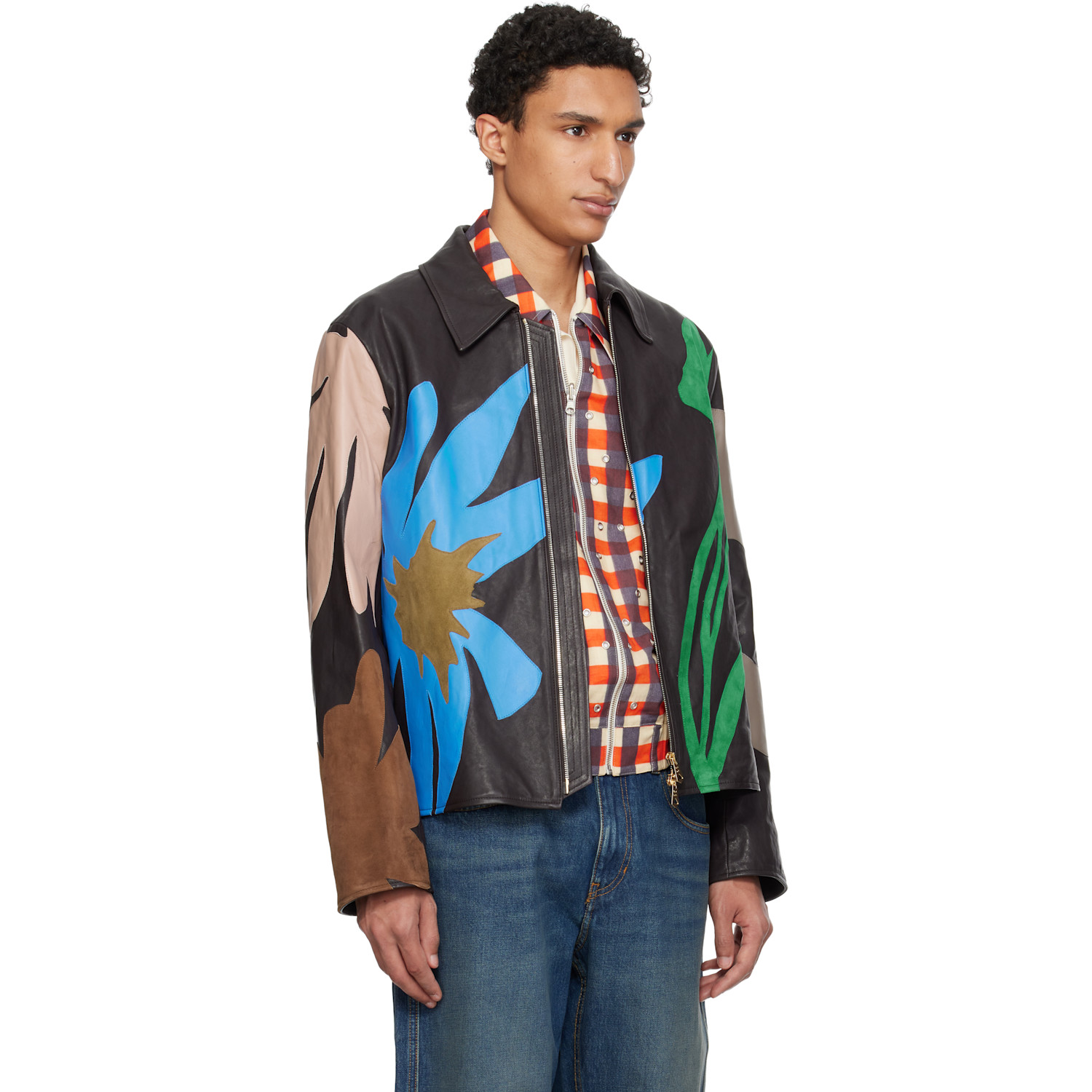  Paul Smith Multicolor Floral Soft Lamb Leather Jacket 