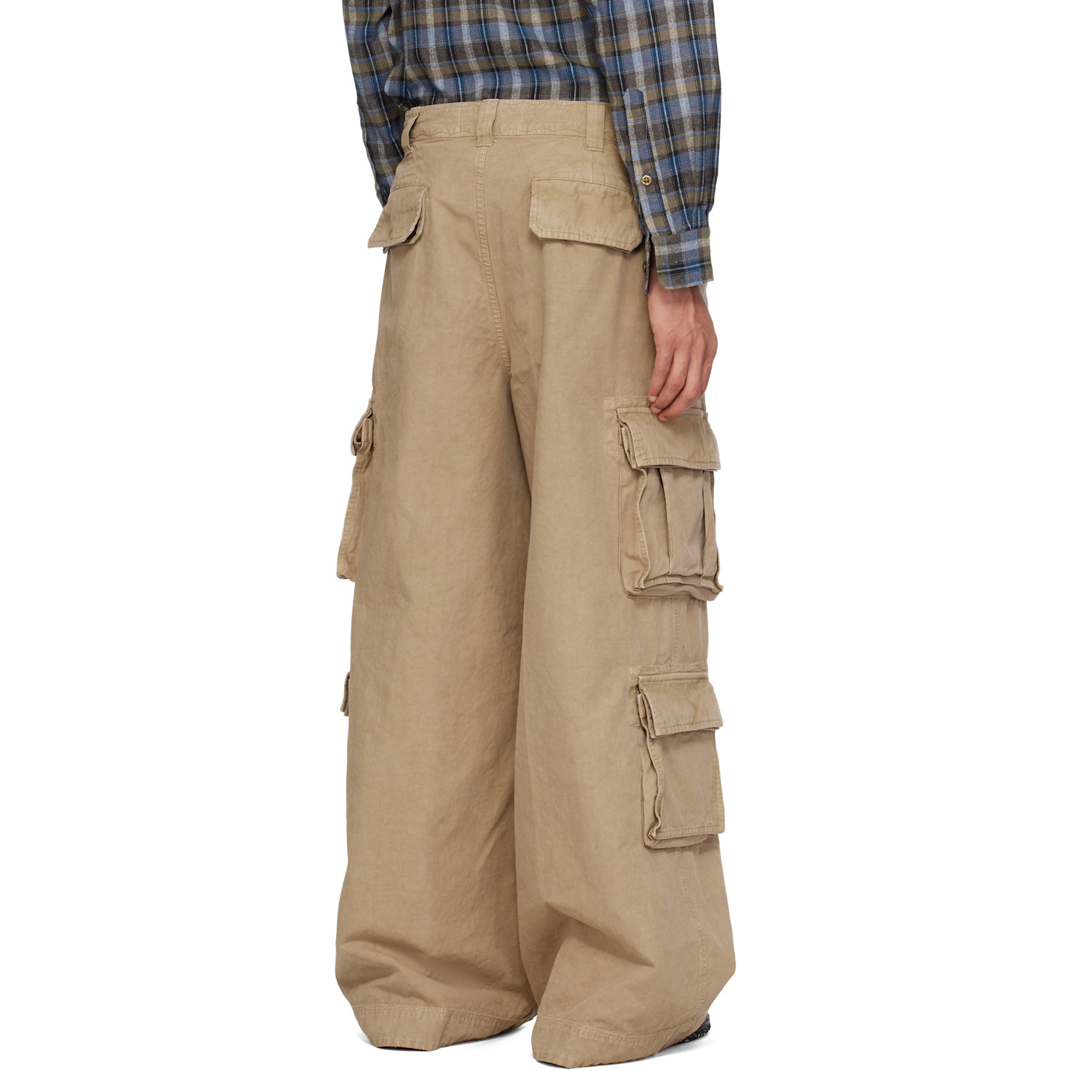  Erl Beige Logo Patch Cargo Pants 
