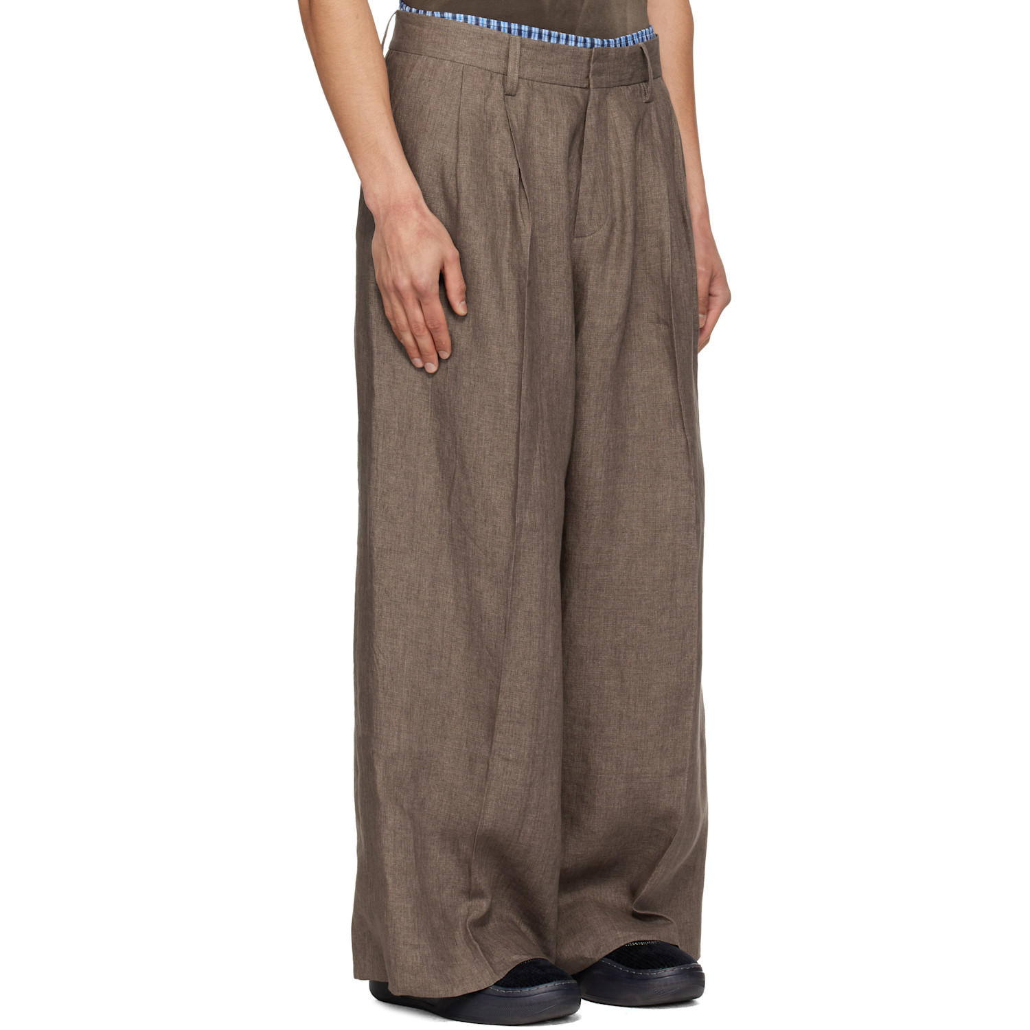  Erl Beige Pleated Suit Trousers 