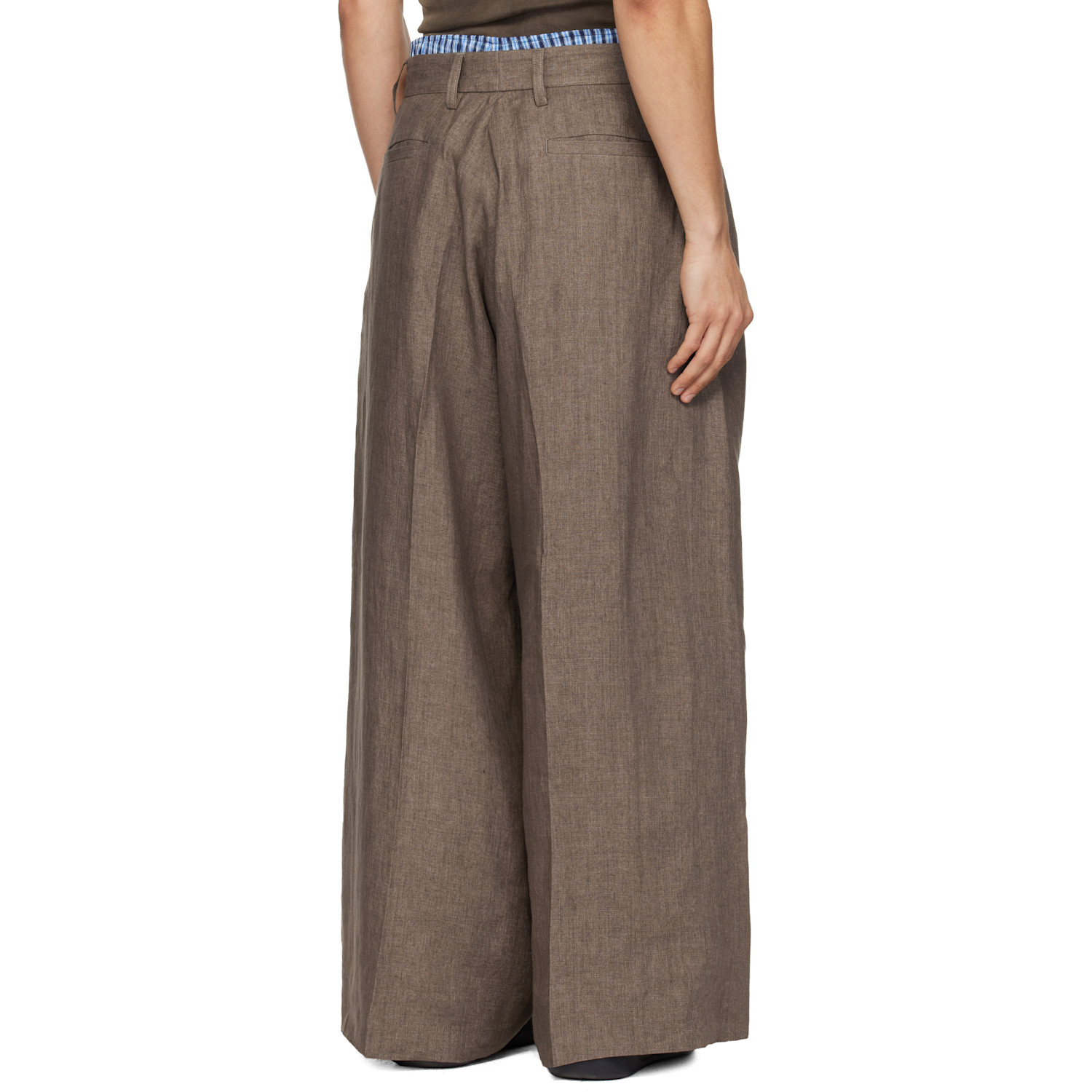  Erl Beige Pleated Suit Trousers 