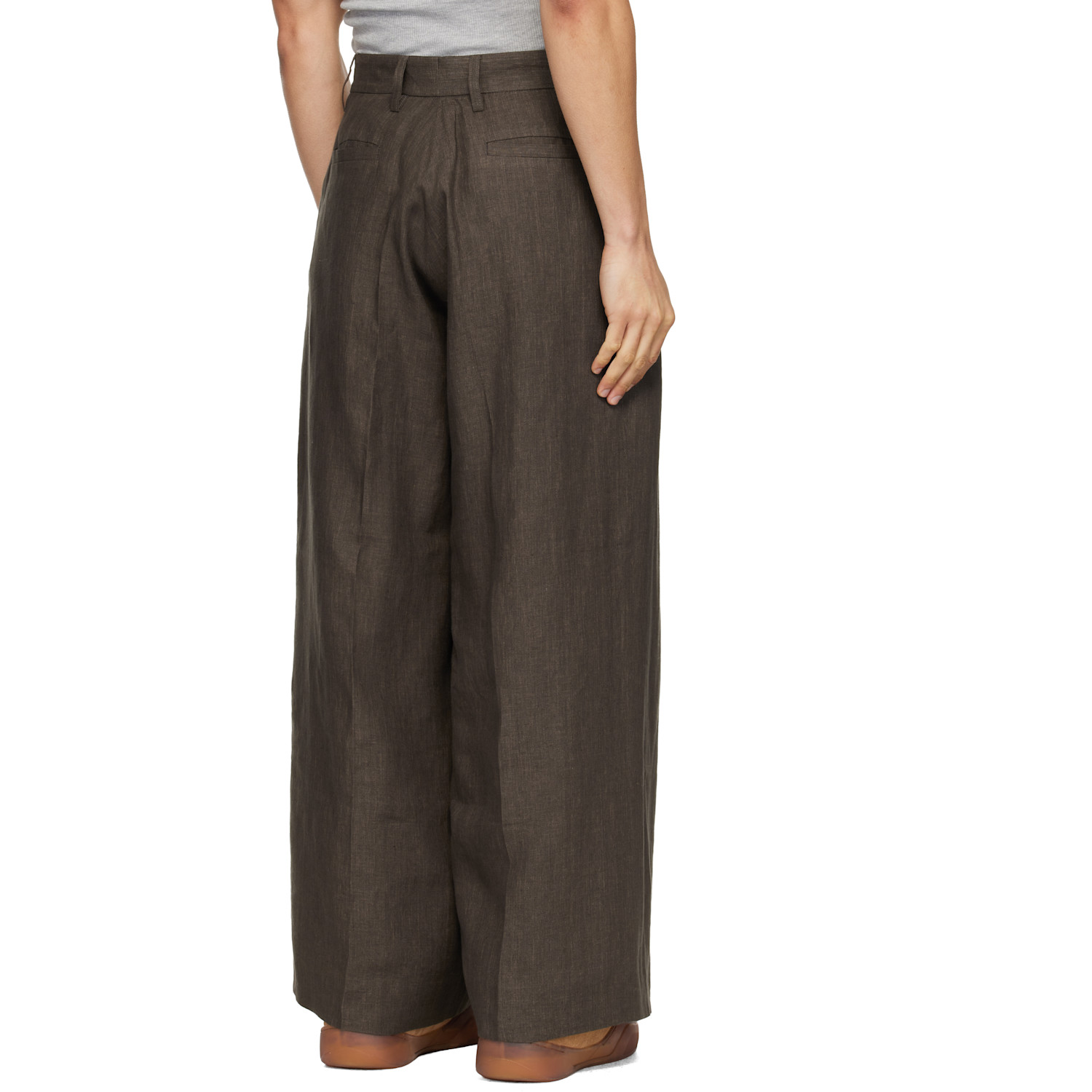  Erl Brown Pleated Suit Trousers 