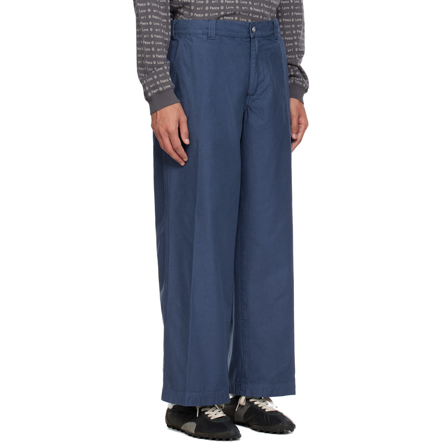  Erl Navy Chino Woven Trousers 