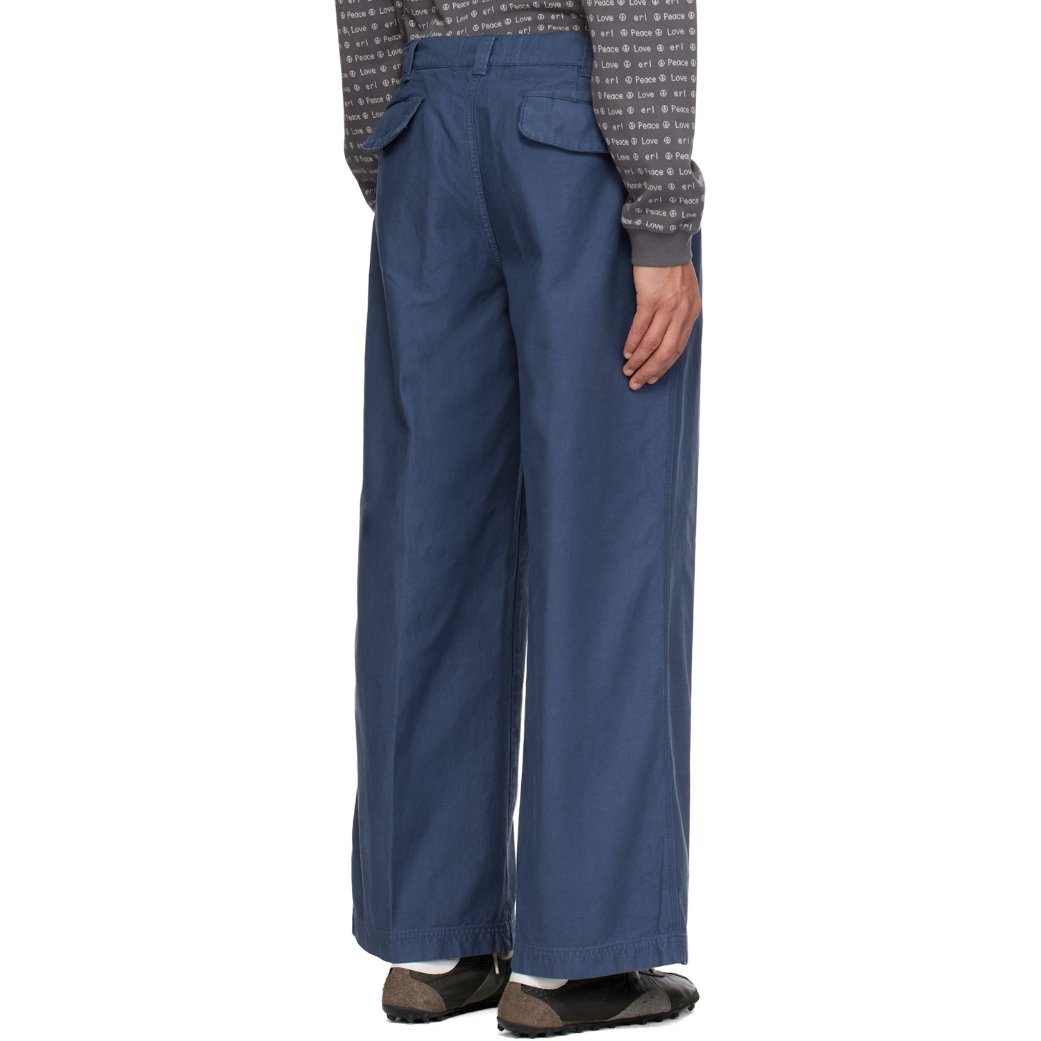  Erl Navy Chino Woven Trousers 