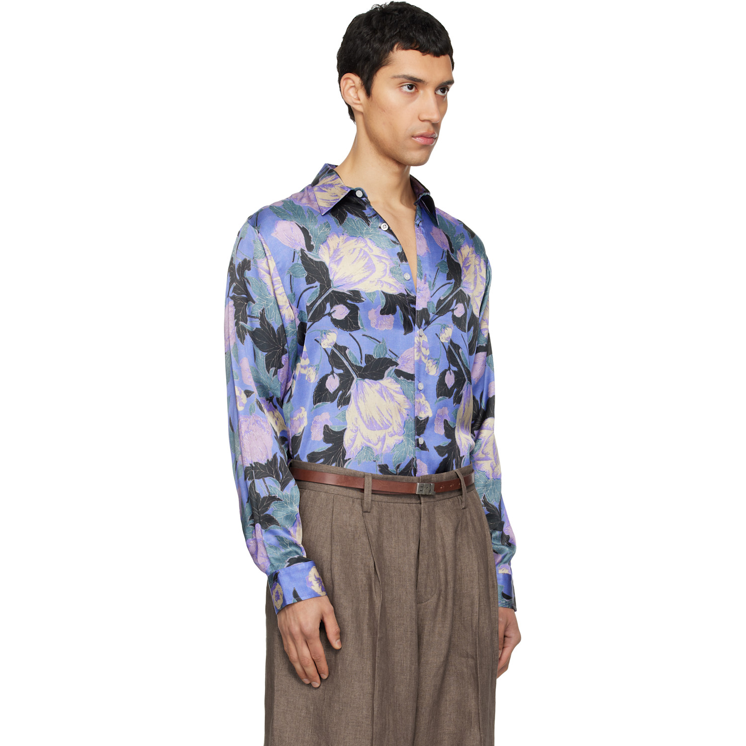  Erl Purple Flowers Shirt 