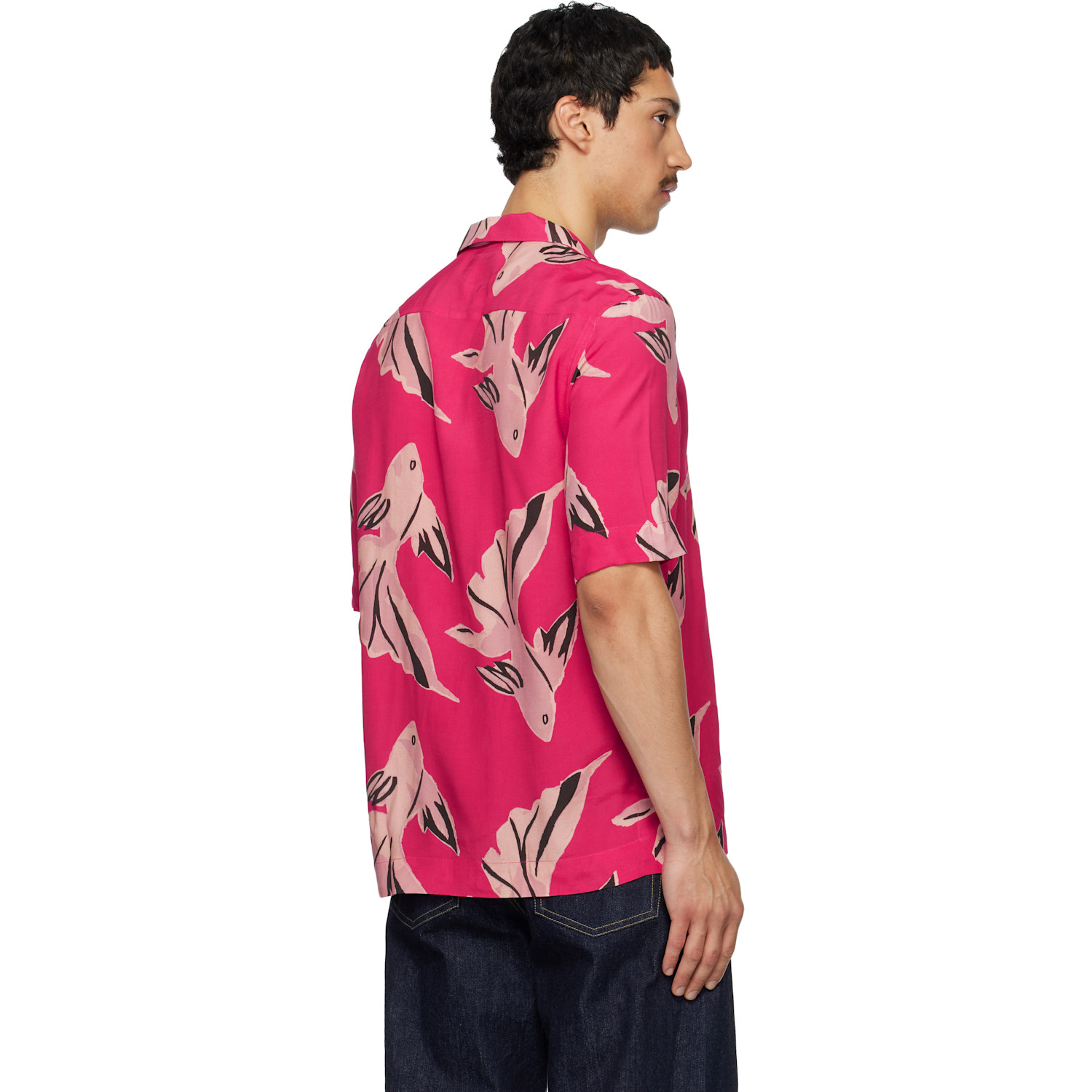  Paul Smith Pink 'le Peche Fish' Print Viscose Shirt 