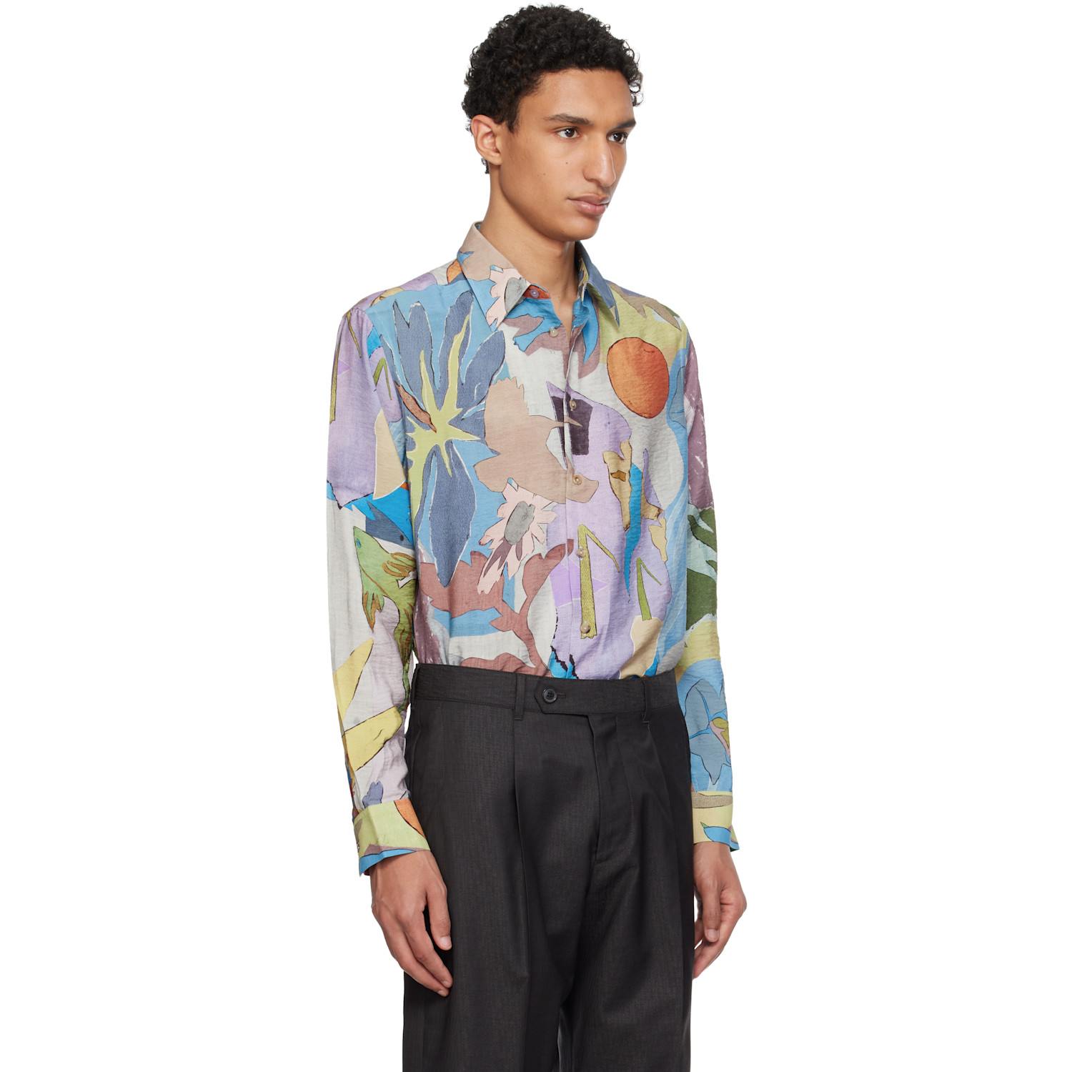  Paul Smith Multicolor 'river Collage' Viscose-blend Shirt 