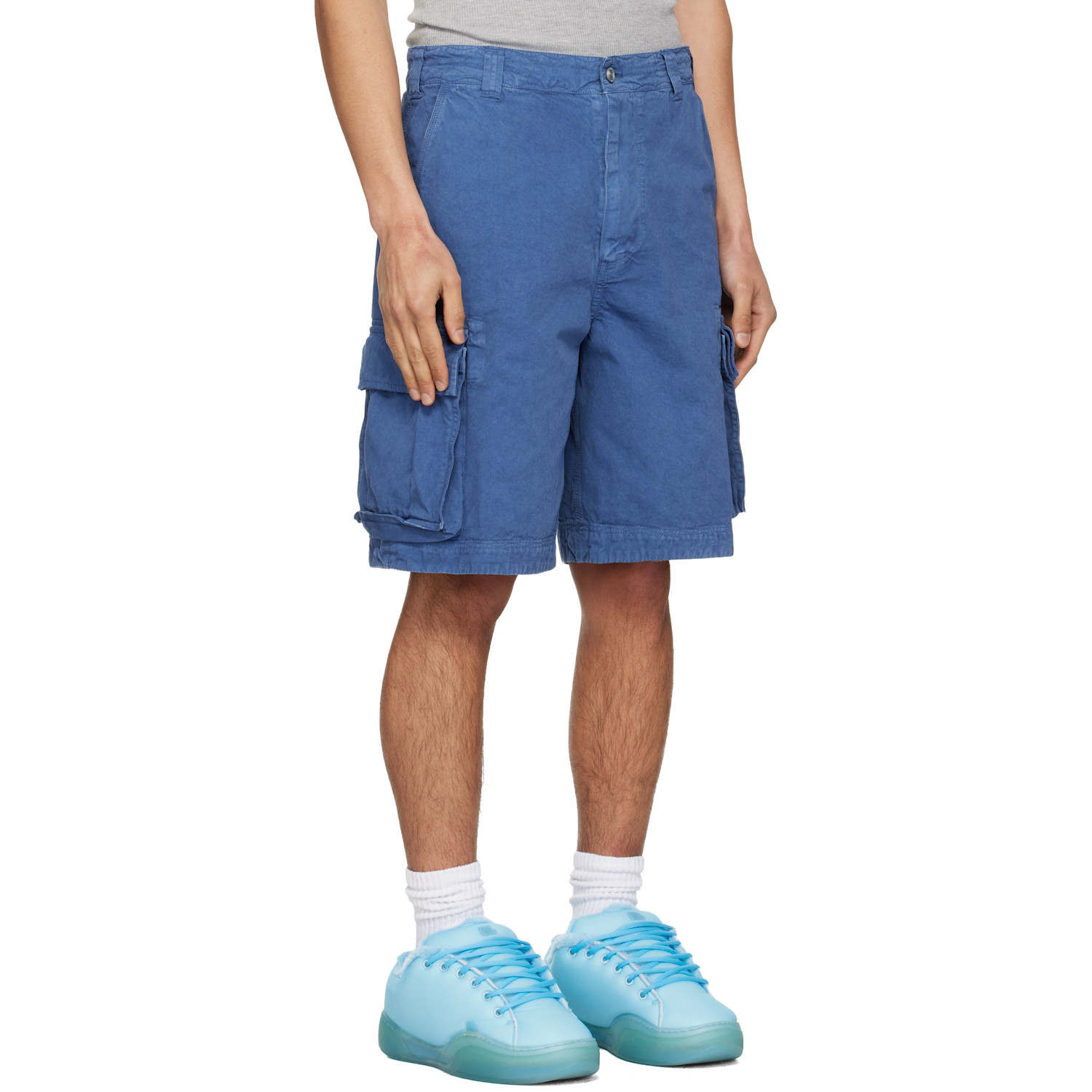  Erl Blue Woven Cargo Shorts 