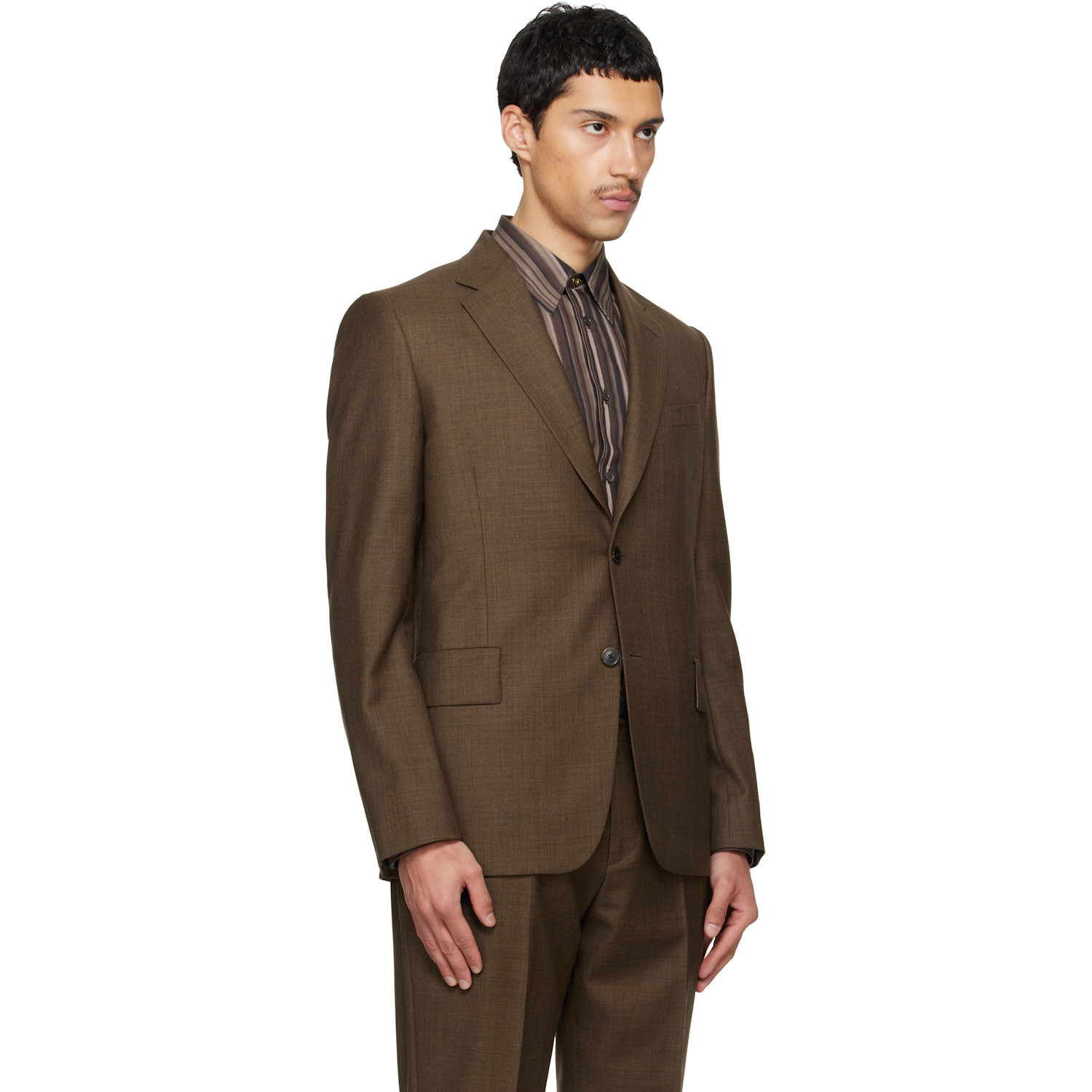  Paul Smith Brown Two-piece 'the Brierley' Sharkskin Wool Suit 