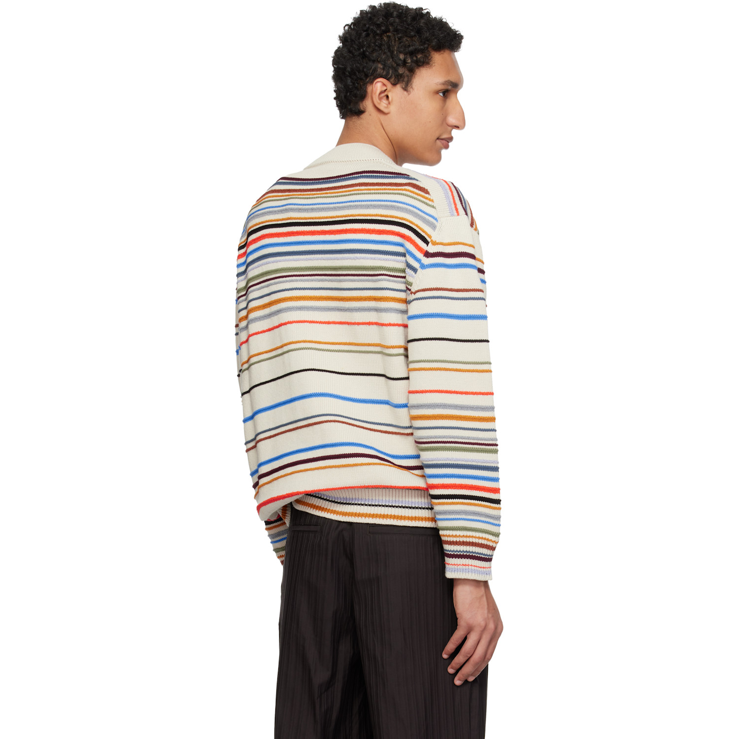  Paul Smith Beige 'signature Stripe' Cotton-blend Cardigan 