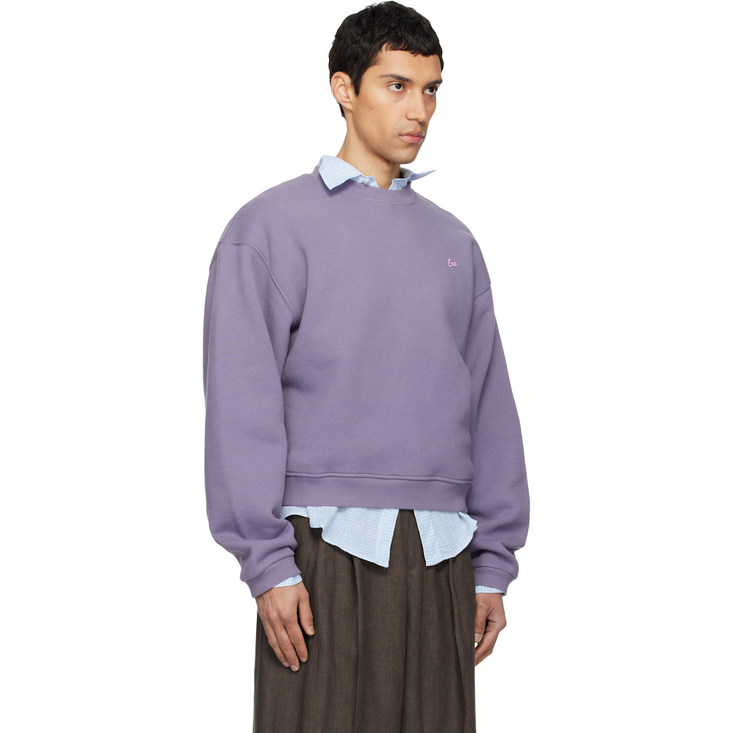  Erl Purple Script Crewneck Sweater 