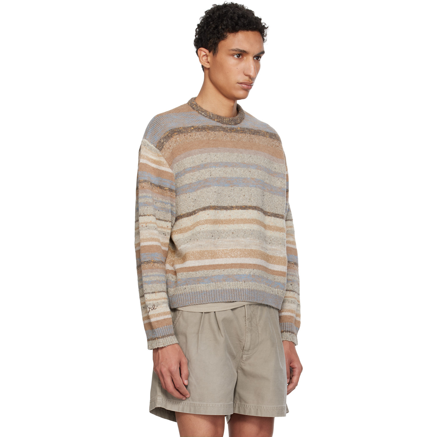  Erl Brown Striped Knit Crewneck 