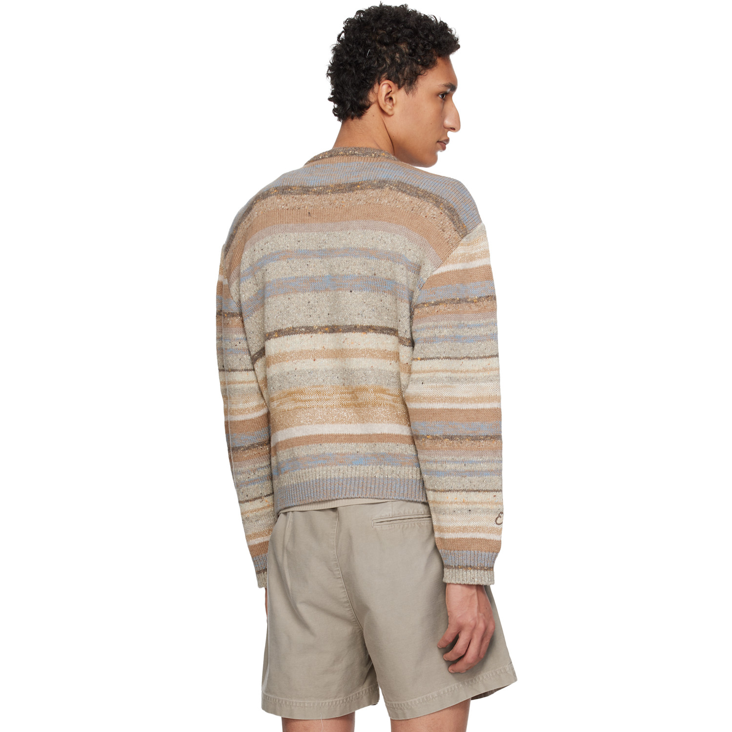  Erl Brown Striped Knit Crewneck 