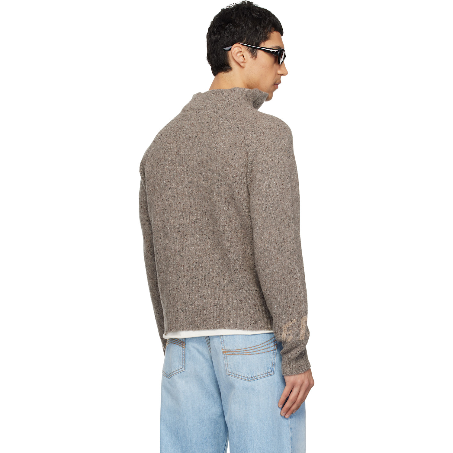  Erl Taupe Slit Neck Sweater 