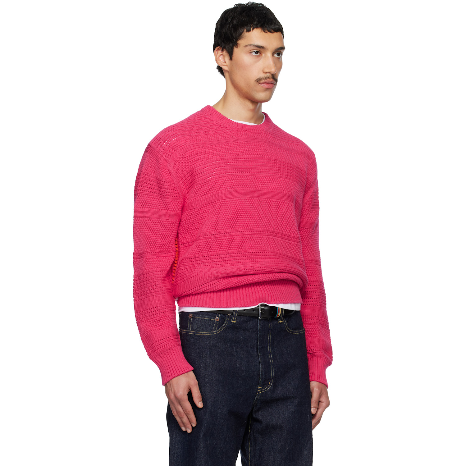  Paul Smith Pink Textured Cotton Sweater 