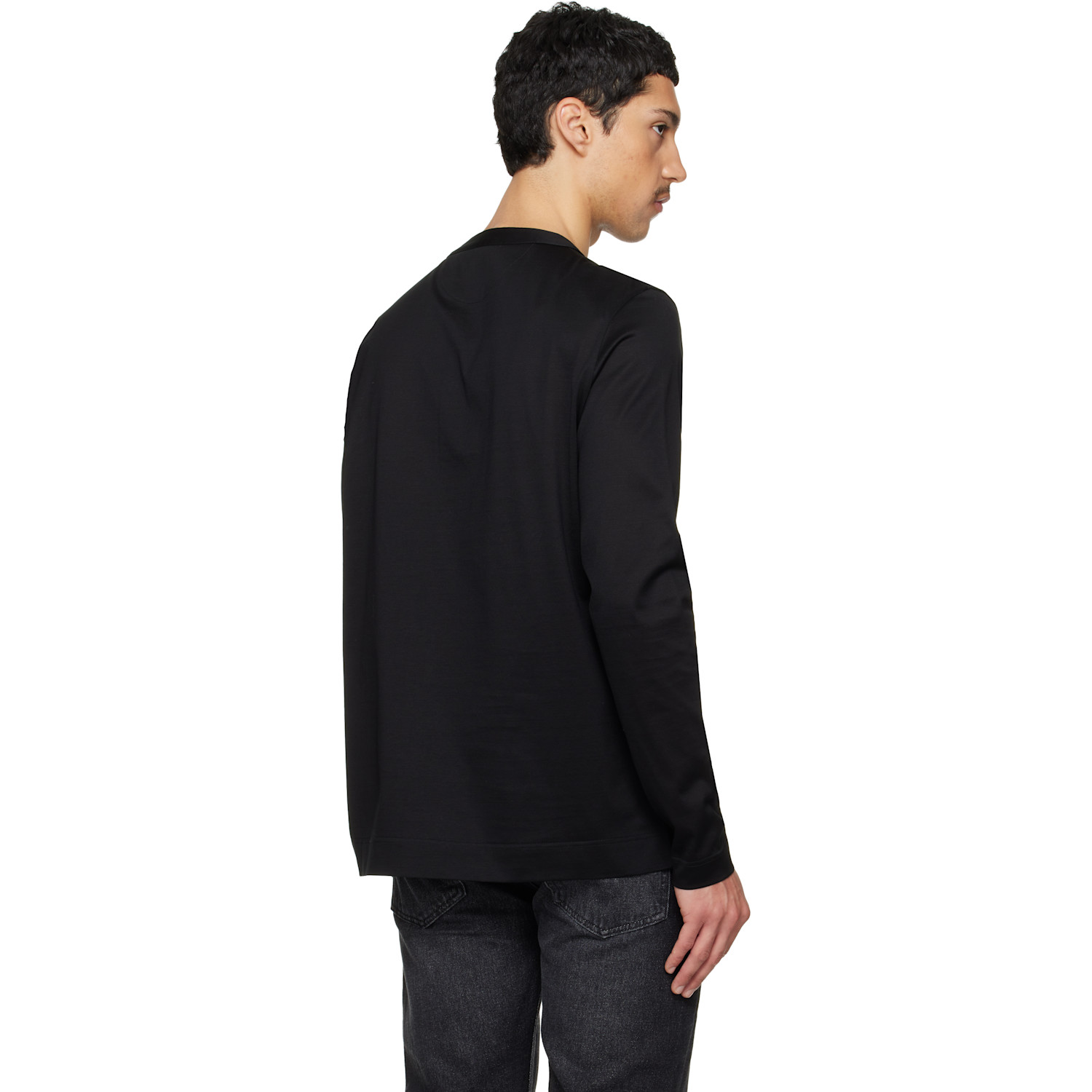  Paul Smith Black Ls Grandad Collar Henley 