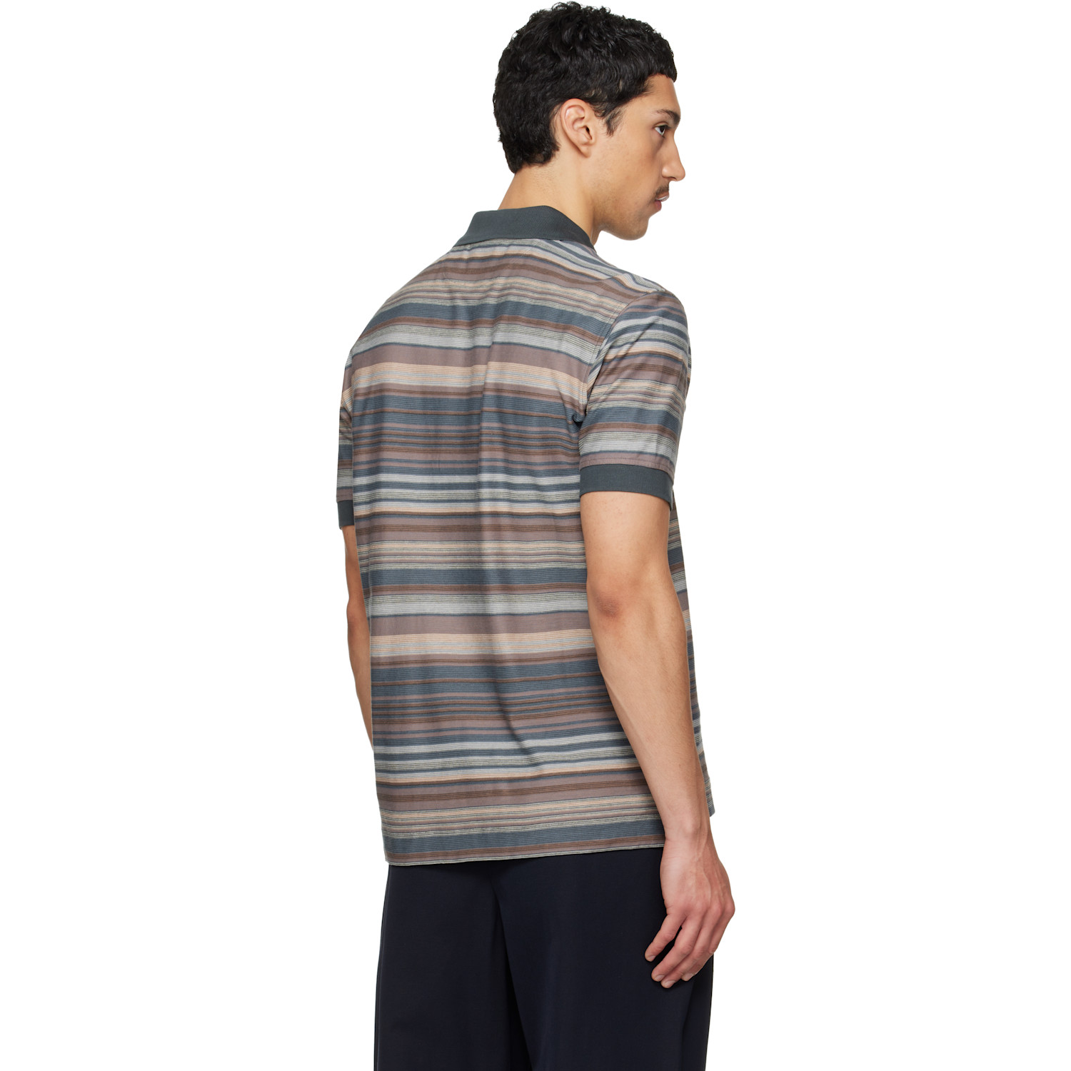  Paul Smith Taupe & Gray Textured Stripe Polo 