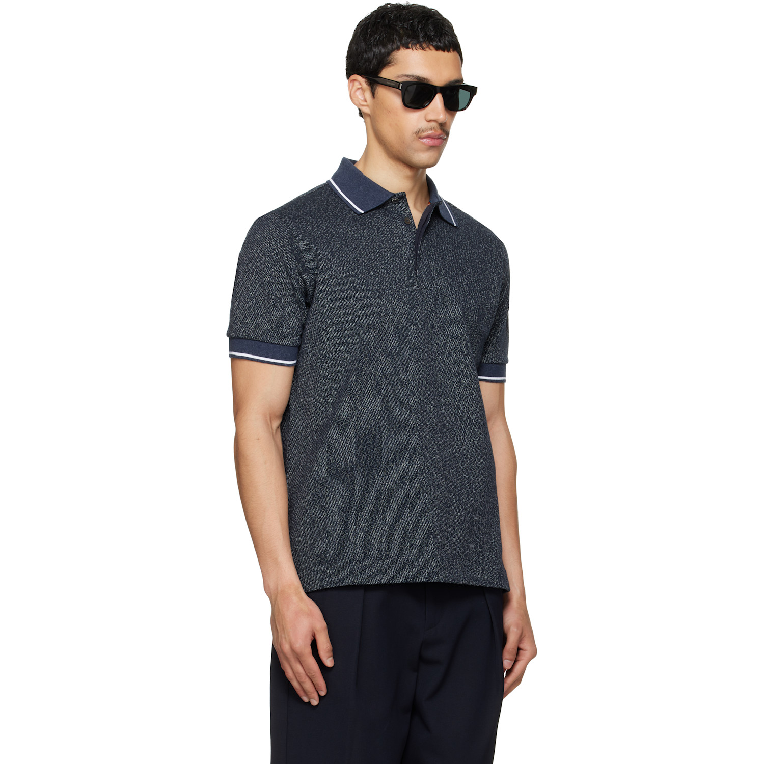  Paul Smith Navy Textured Pique Polo 