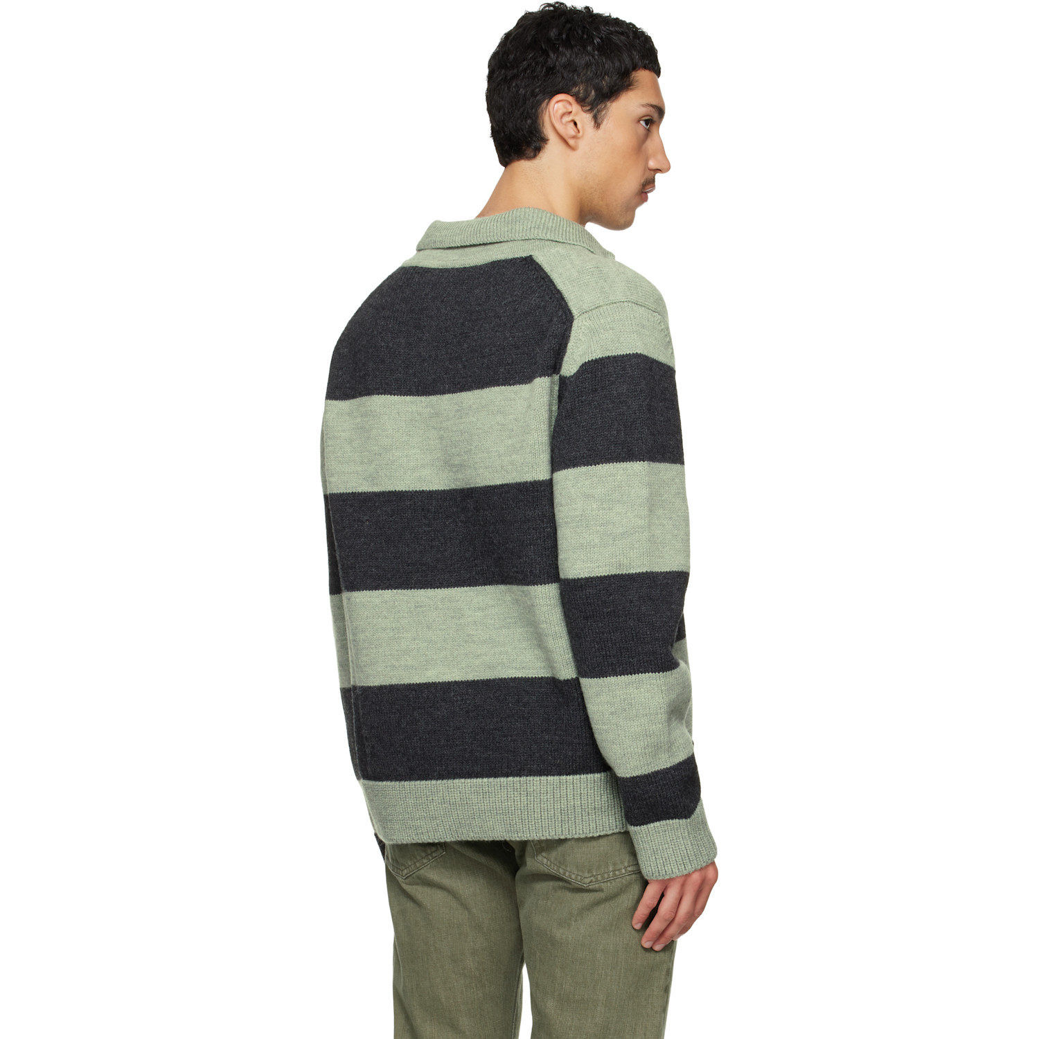  Paul Smith Green & Gray Block Stripe Polo 
