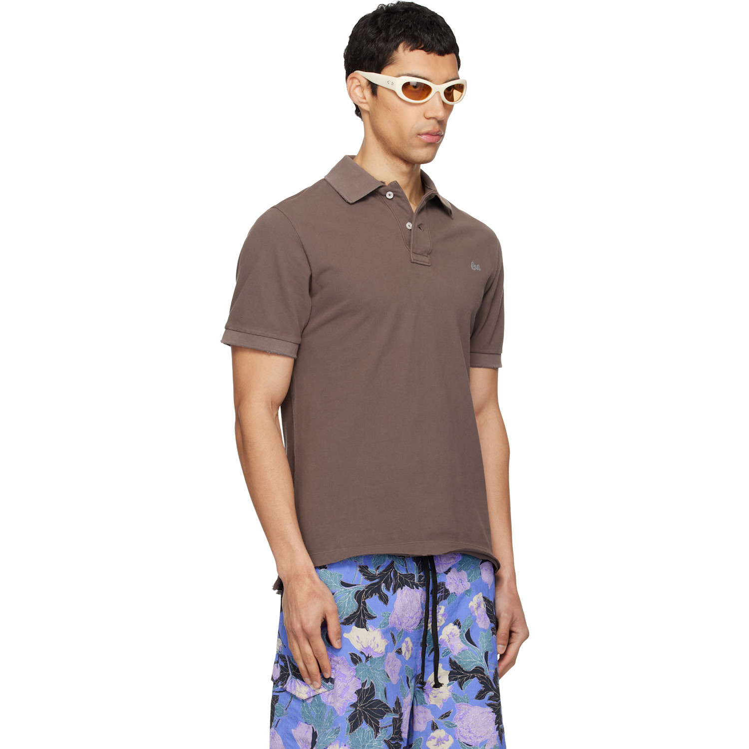  Erl Brown Logo Patch Polo 