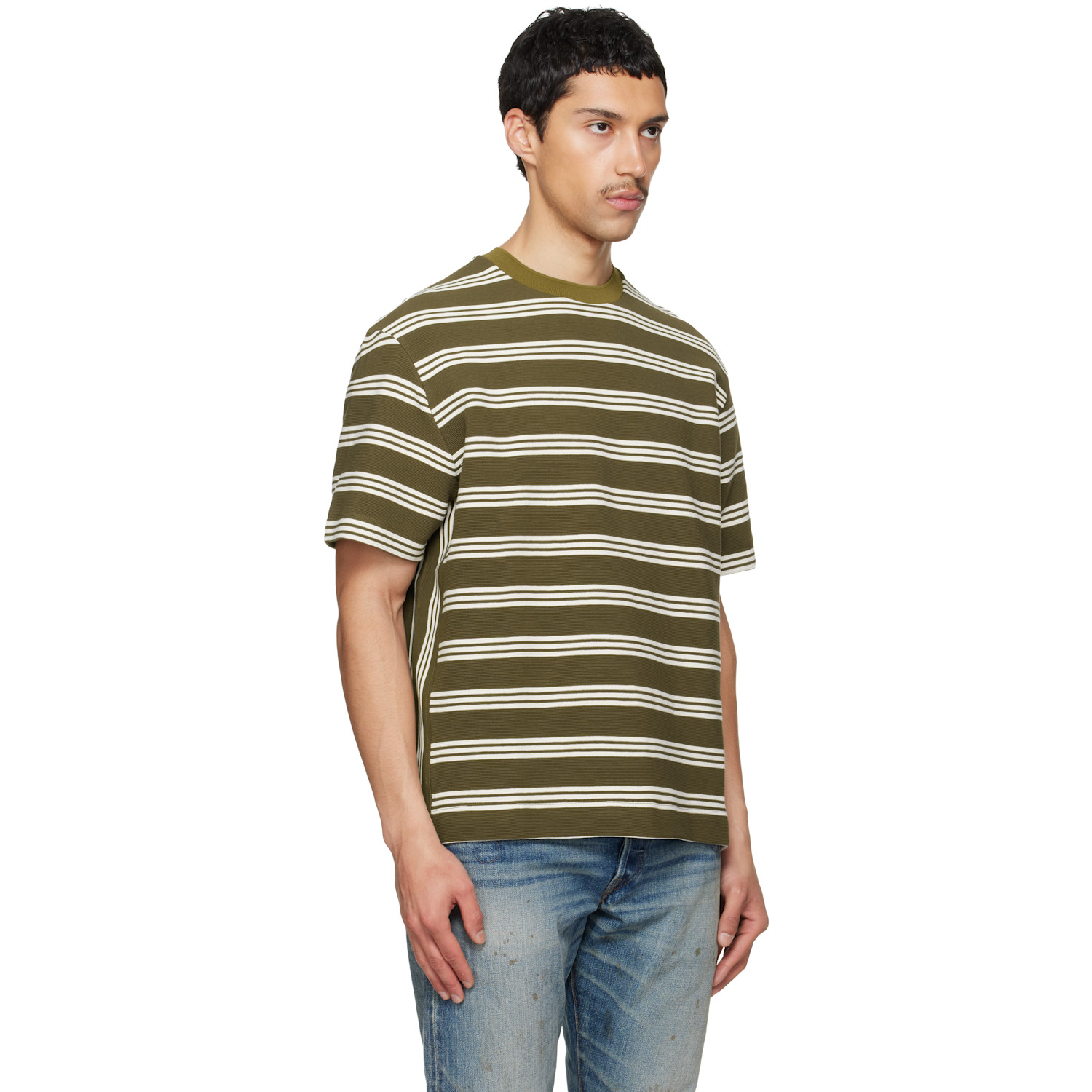  Paul Smith Khaki Textured Stripe T-shirt 